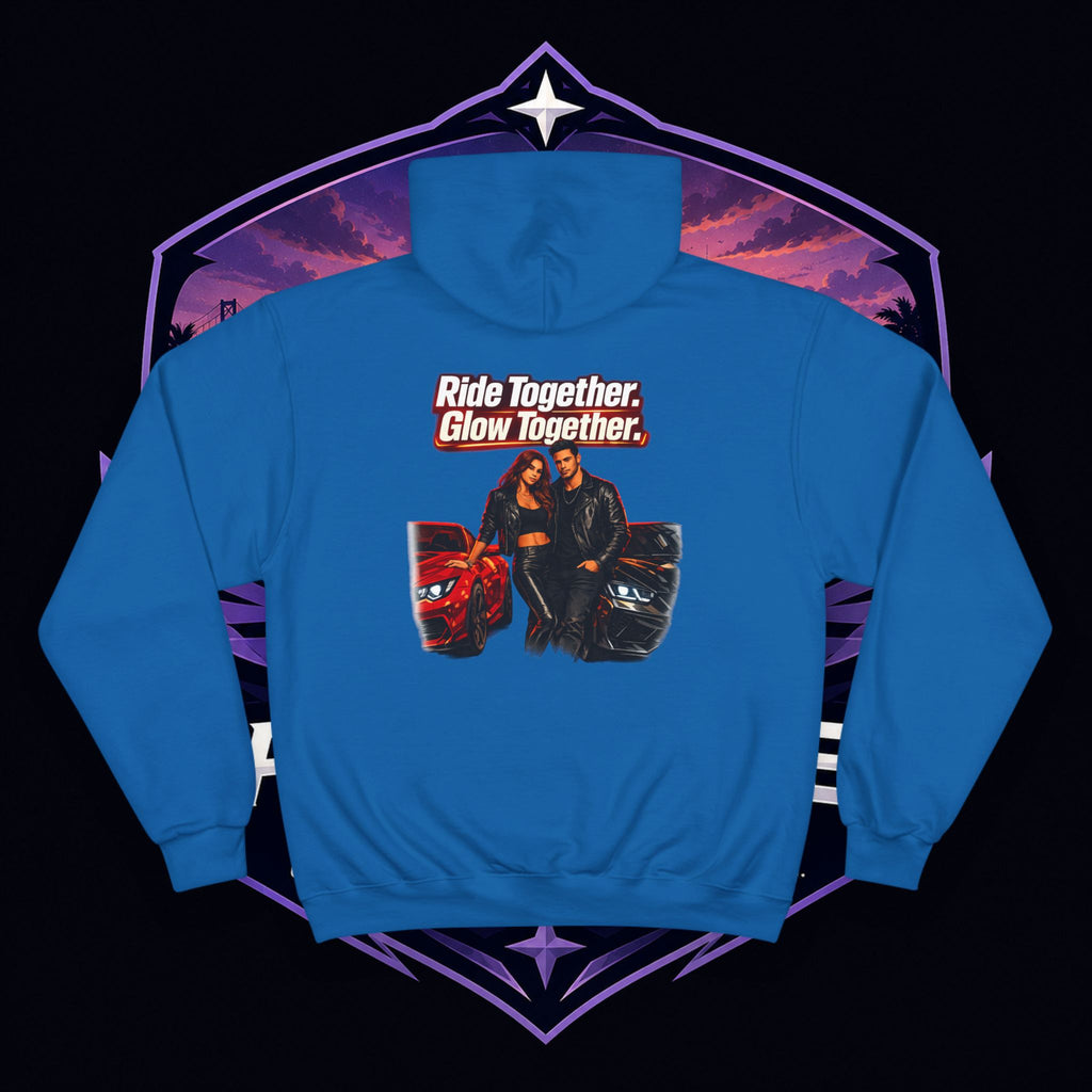 PG Hoodie — "Ride Together, Glow Together" Couple Car Graphic Hoodie