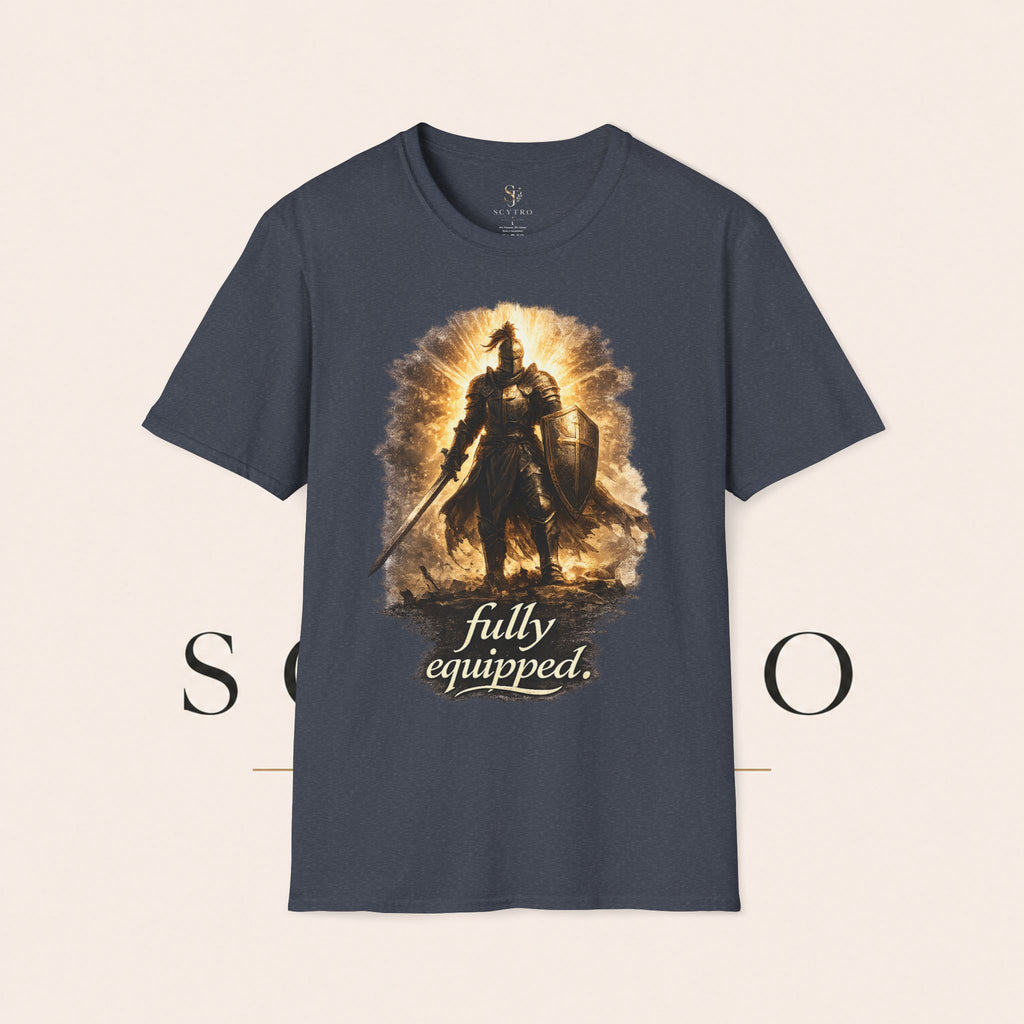 Knight Graphic T-Shirt — 'Fully Equipped' Medieval Armor Gamer Tee