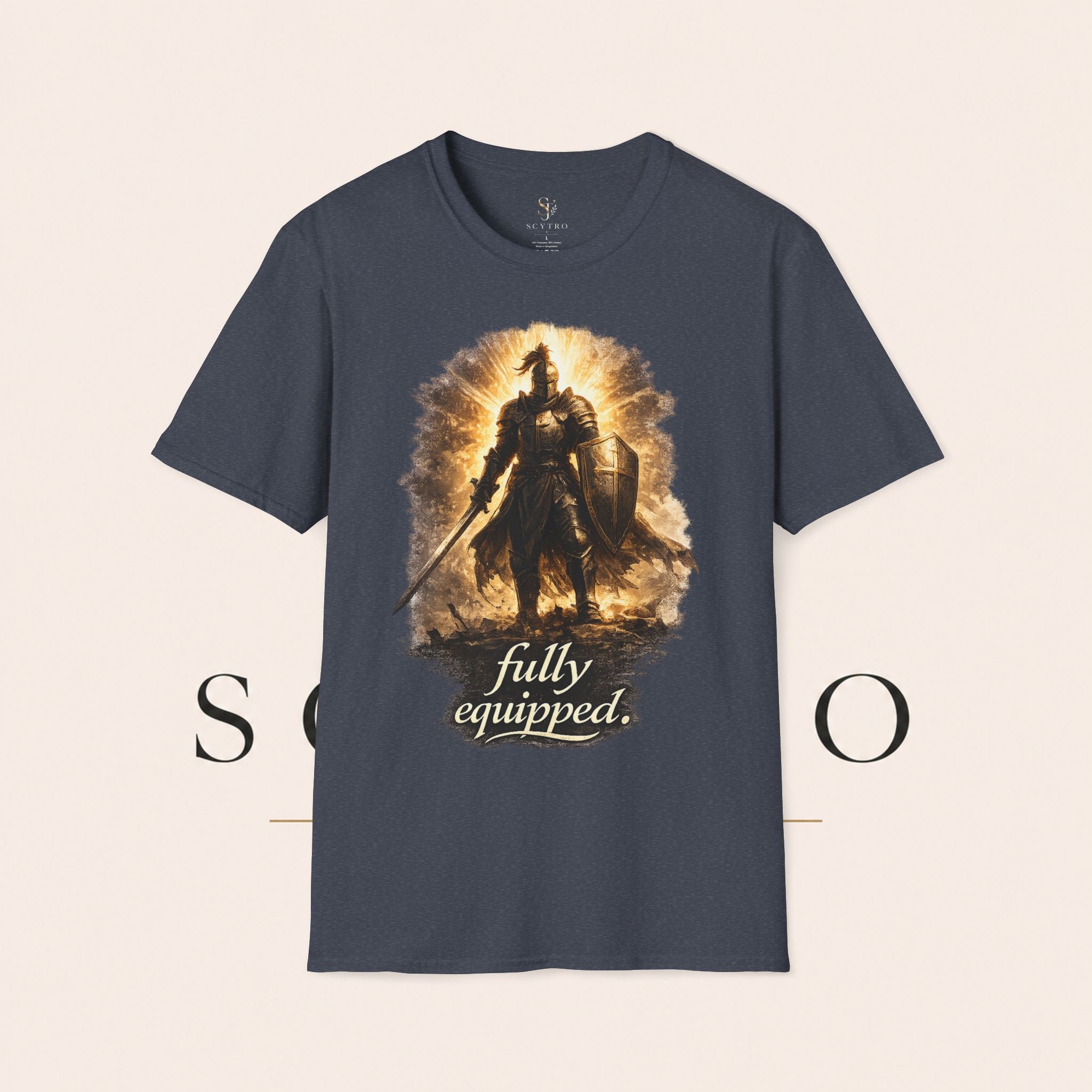 Knight Graphic T-Shirt — 'Fully Equipped' Medieval Armor Gamer Tee
