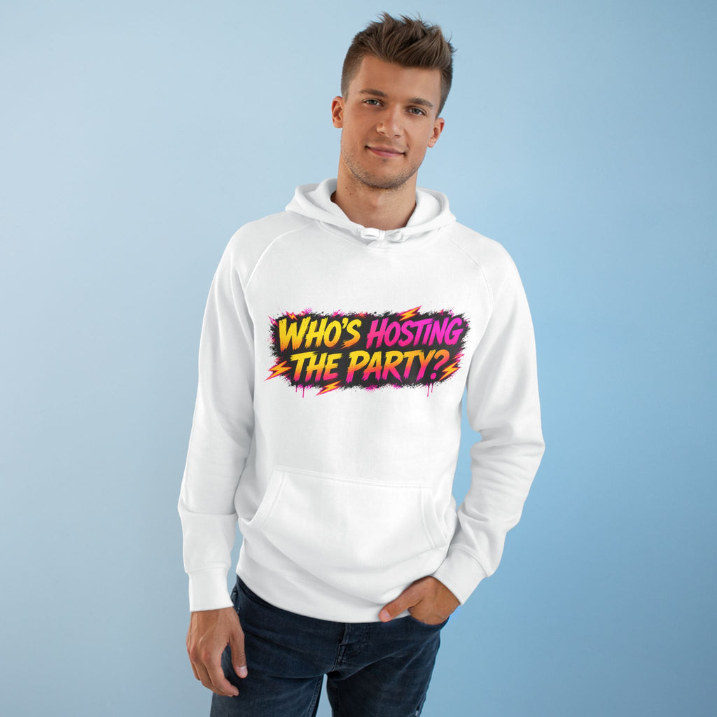 PG SUZY Party Graphic Hoodie — "Who's Hosting the Party?" Retro Concert Pullover