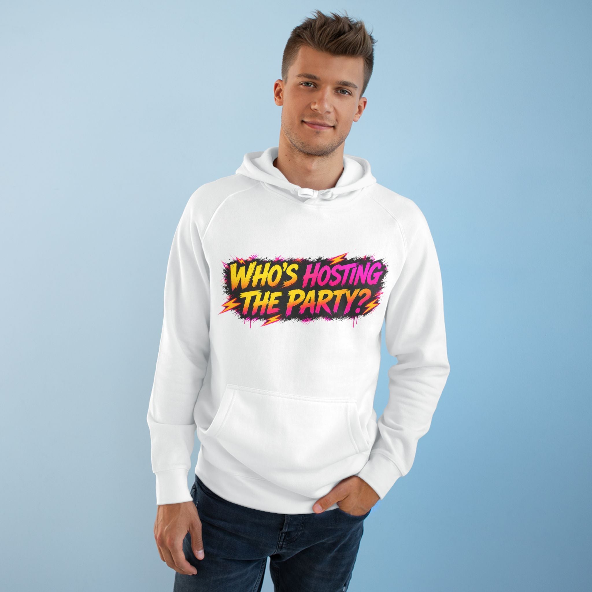 PG SUZY Party Graphic Hoodie — "Who's Hosting the Party?" Retro Concert Pullover