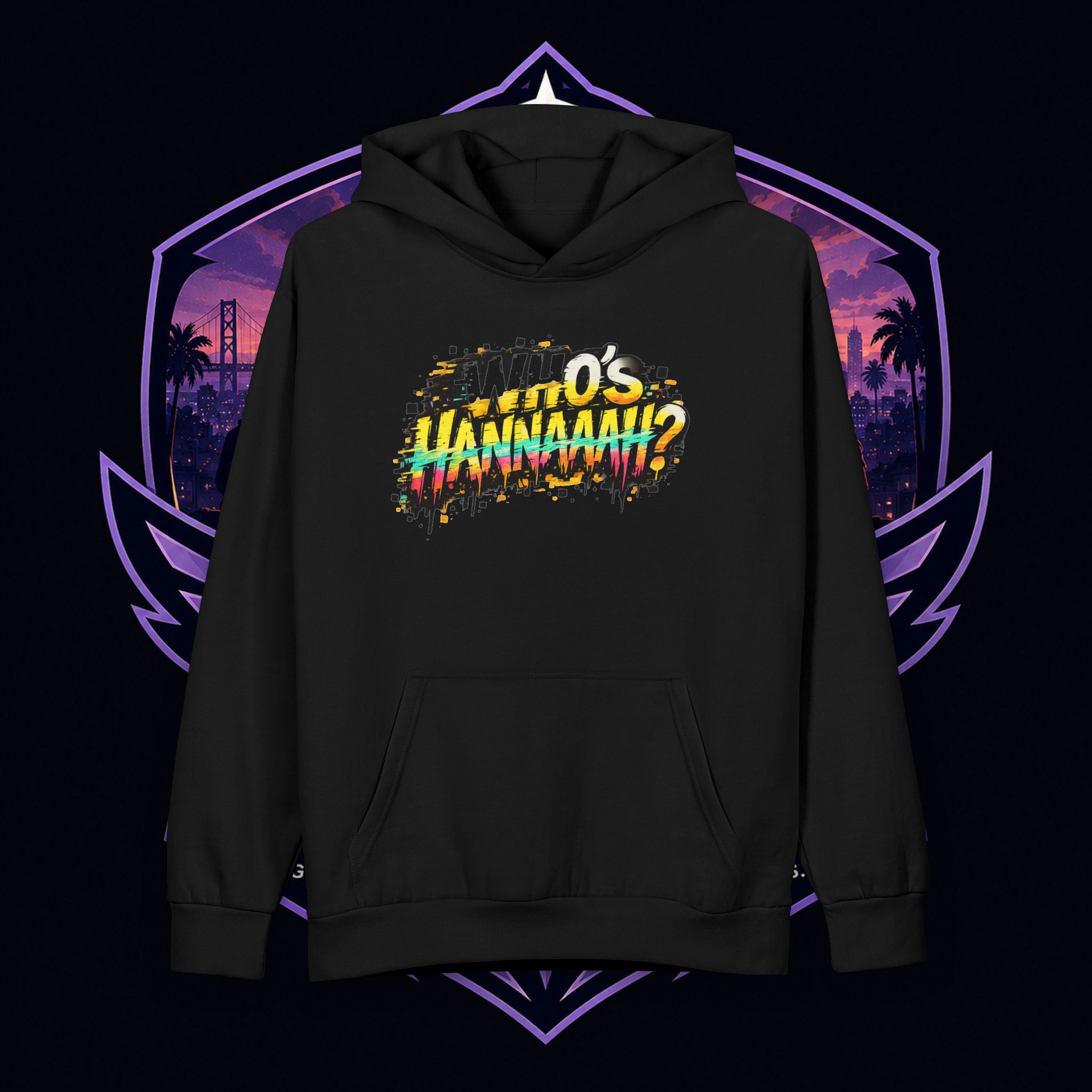 PG CHRIZZY "Who's Hannaaah?" Graphic Hoodie — Retro Vaporwave Streetwear Pullover