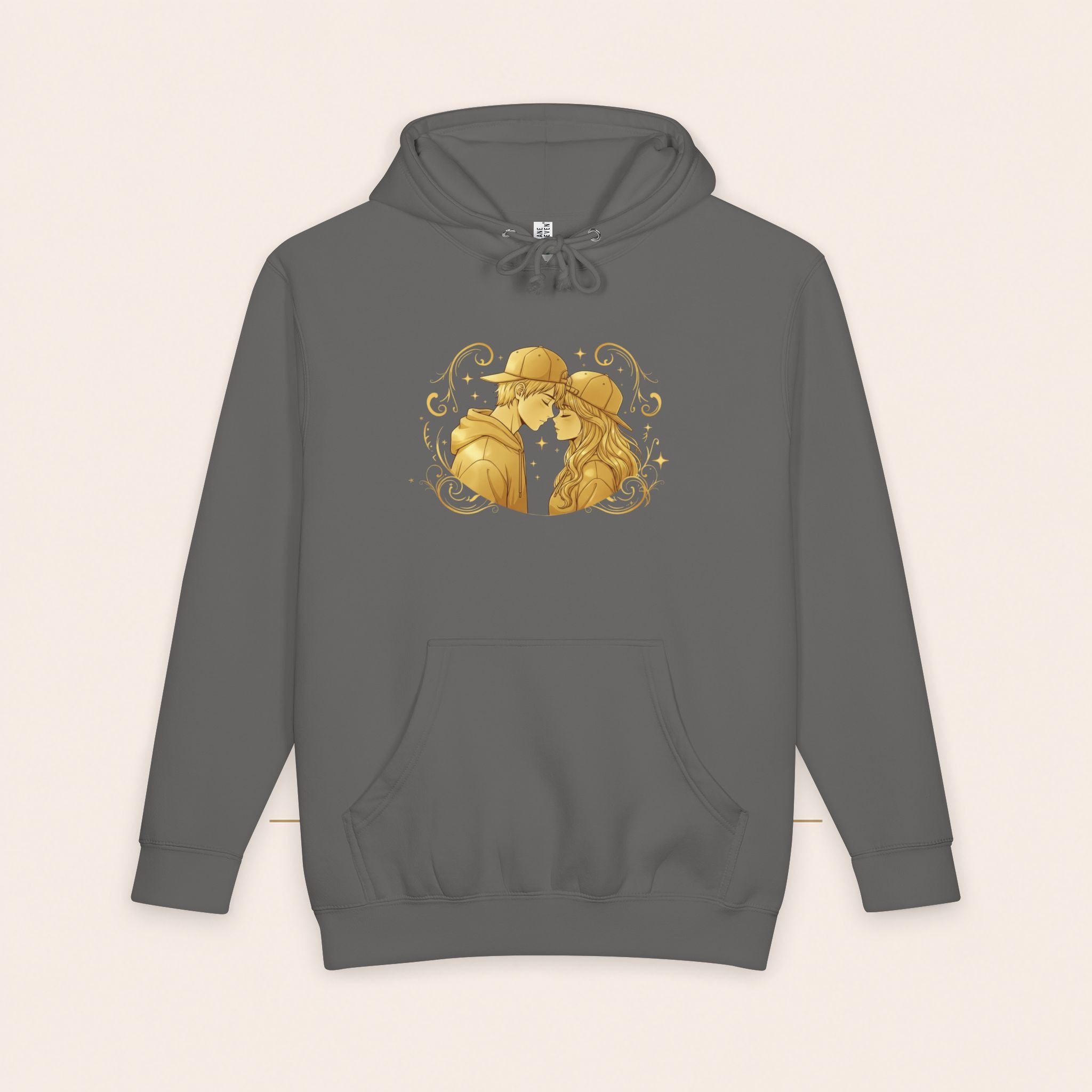 Romantic Golden Kiss Hoodie — Couples Illustration Pullover