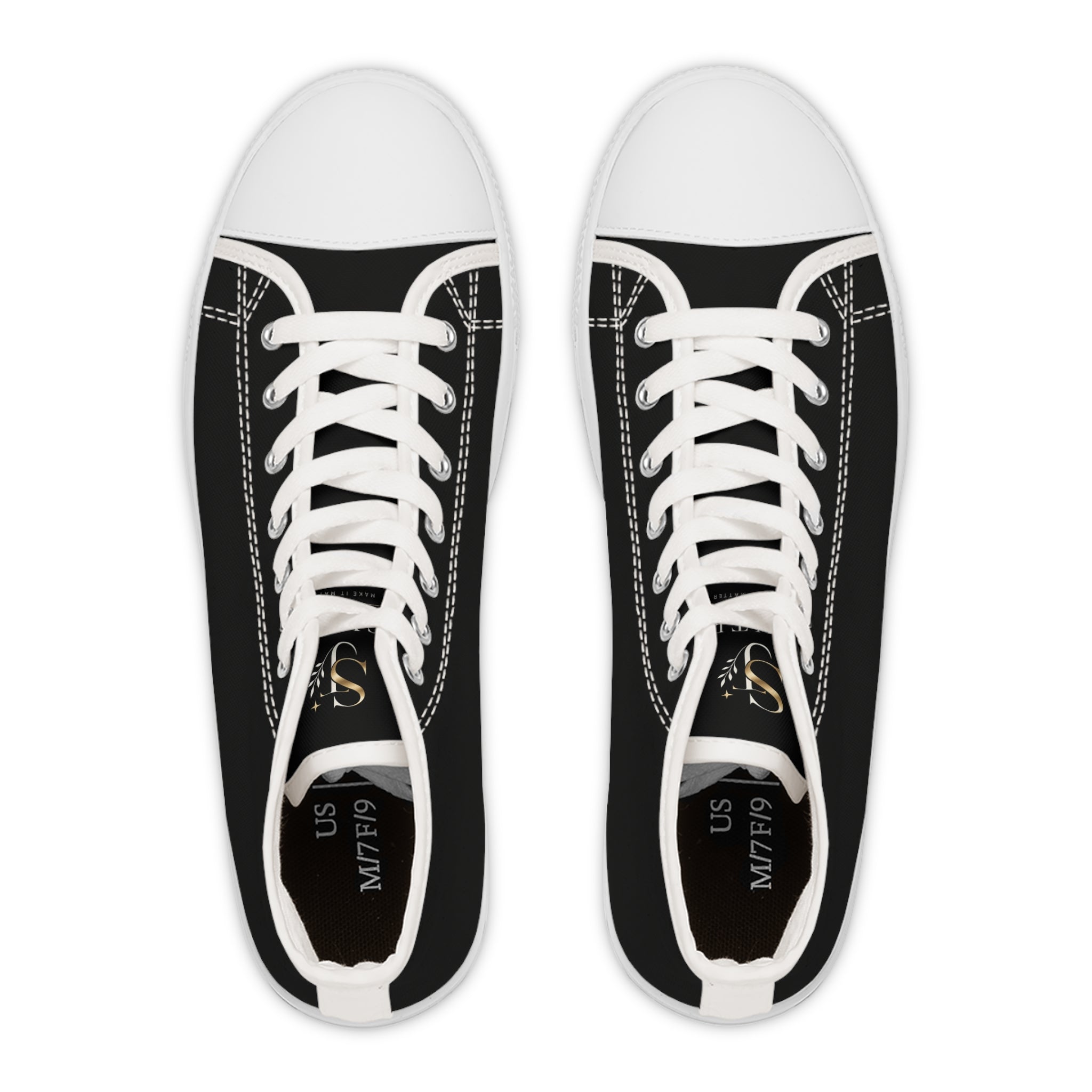 Black High Top Sneakers — Classic Women's Canvas Lace-Up Shoes
