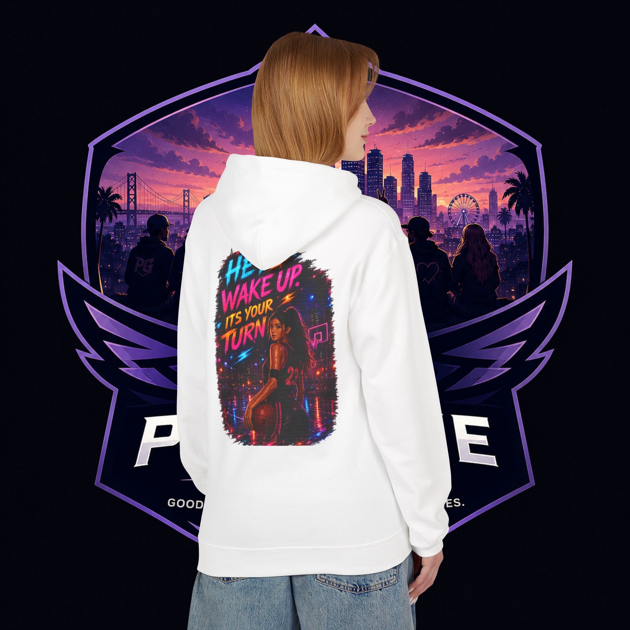 PG CZAR  "Hey Wake Up, It's Your Turn" Back Print PG 'Bruh Throw Now!' Graphic Hoodie
