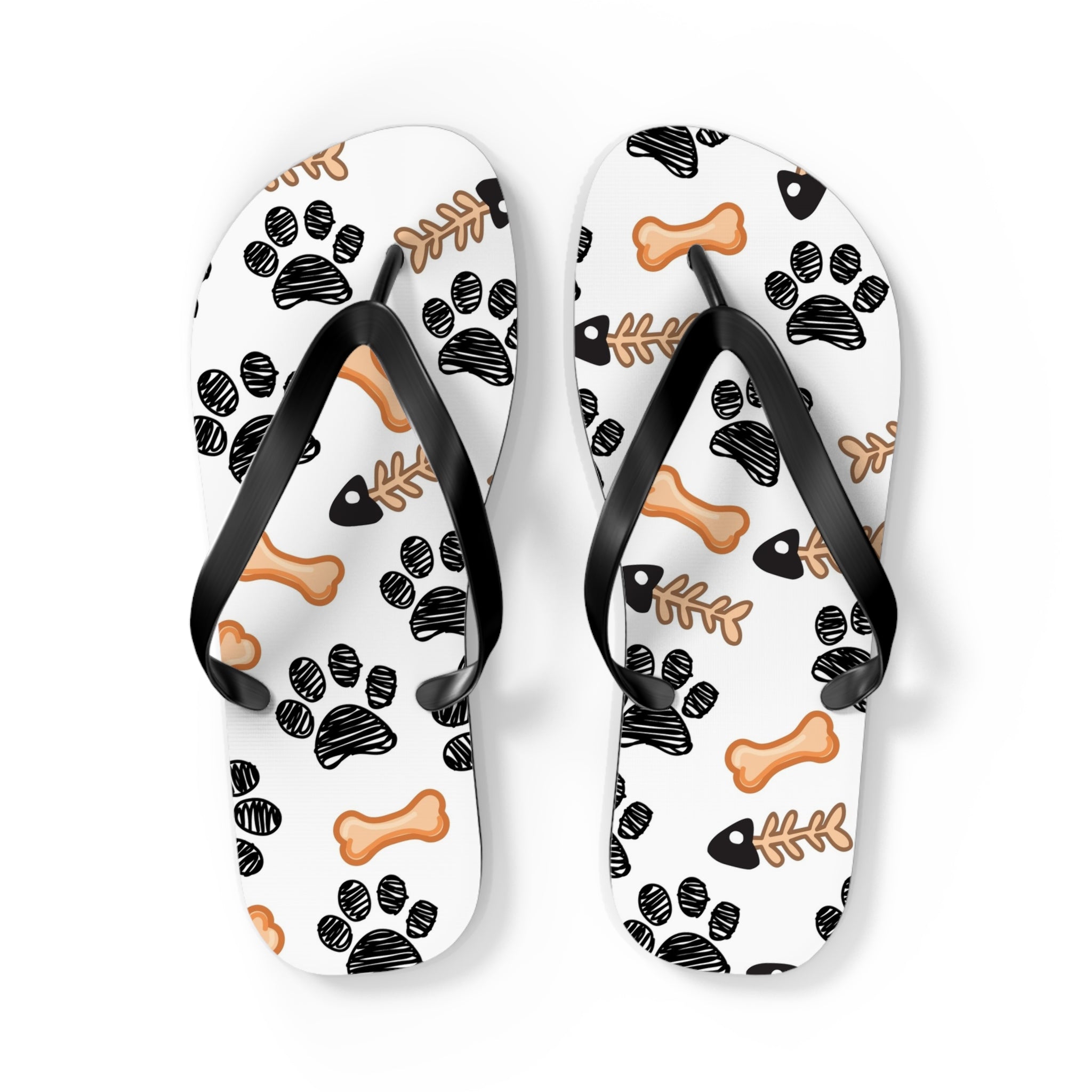 Dog Paw & Bone Flip Flops — Cute Pet Pattern Beach Sandals