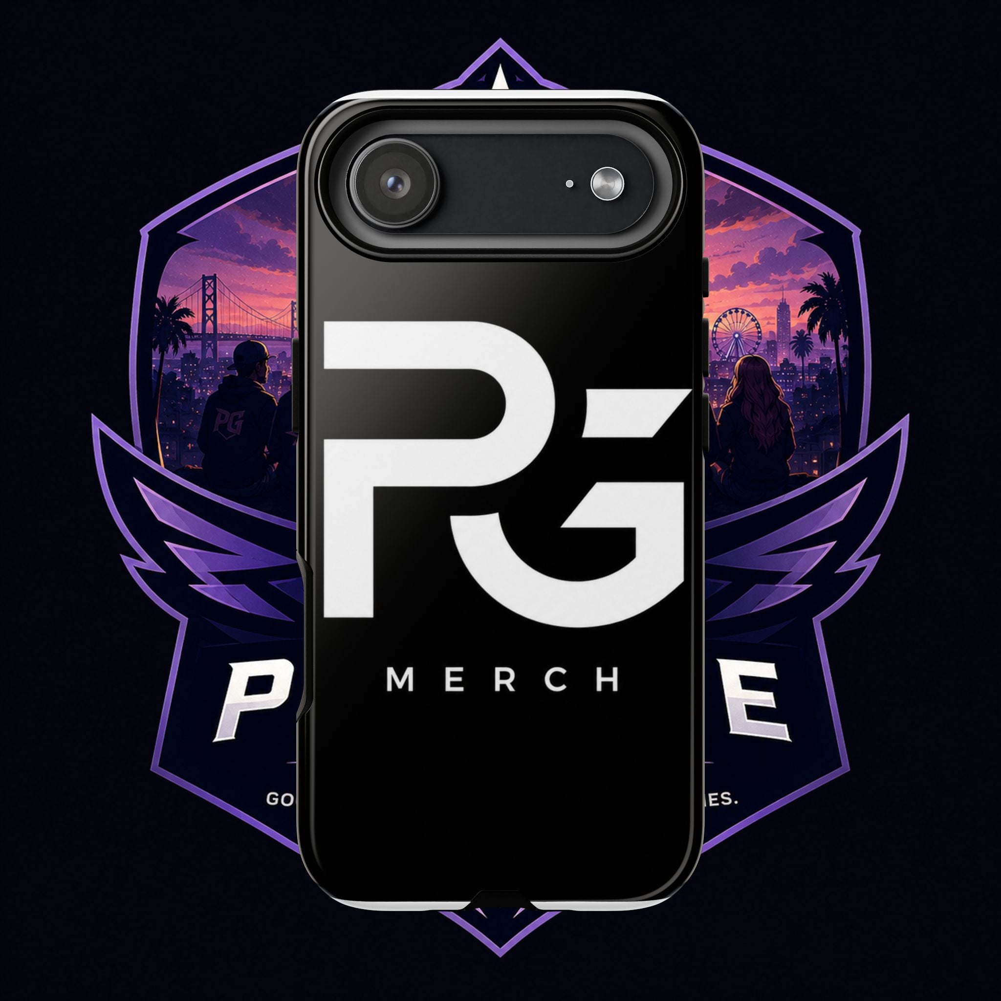 PG CUSTOMIZED RG Merch Tough Phone Case – Black Protective Phone Cover with Bold Logo