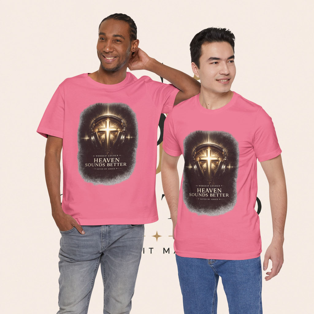 Youth Christian T‑Shirt - "Heaven Sounds Better" Cross Headphones Graphic Tee