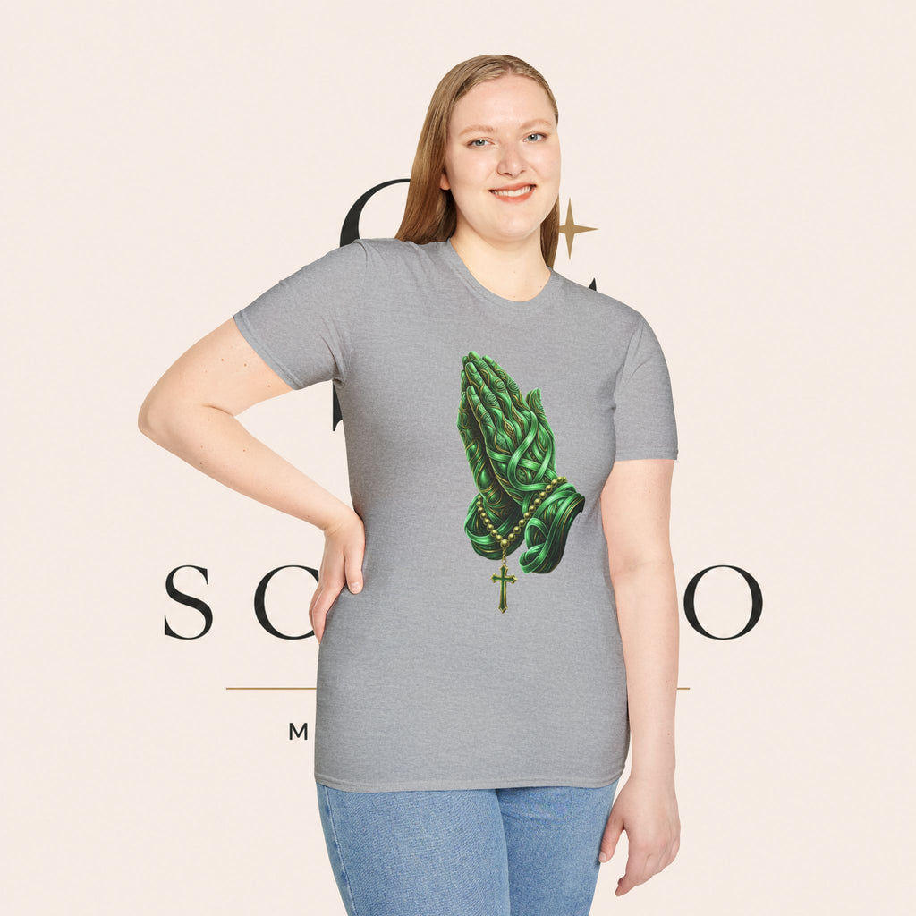 Praying Hands T‑Shirt — Green Vines Prayer Hands Graphic Tee