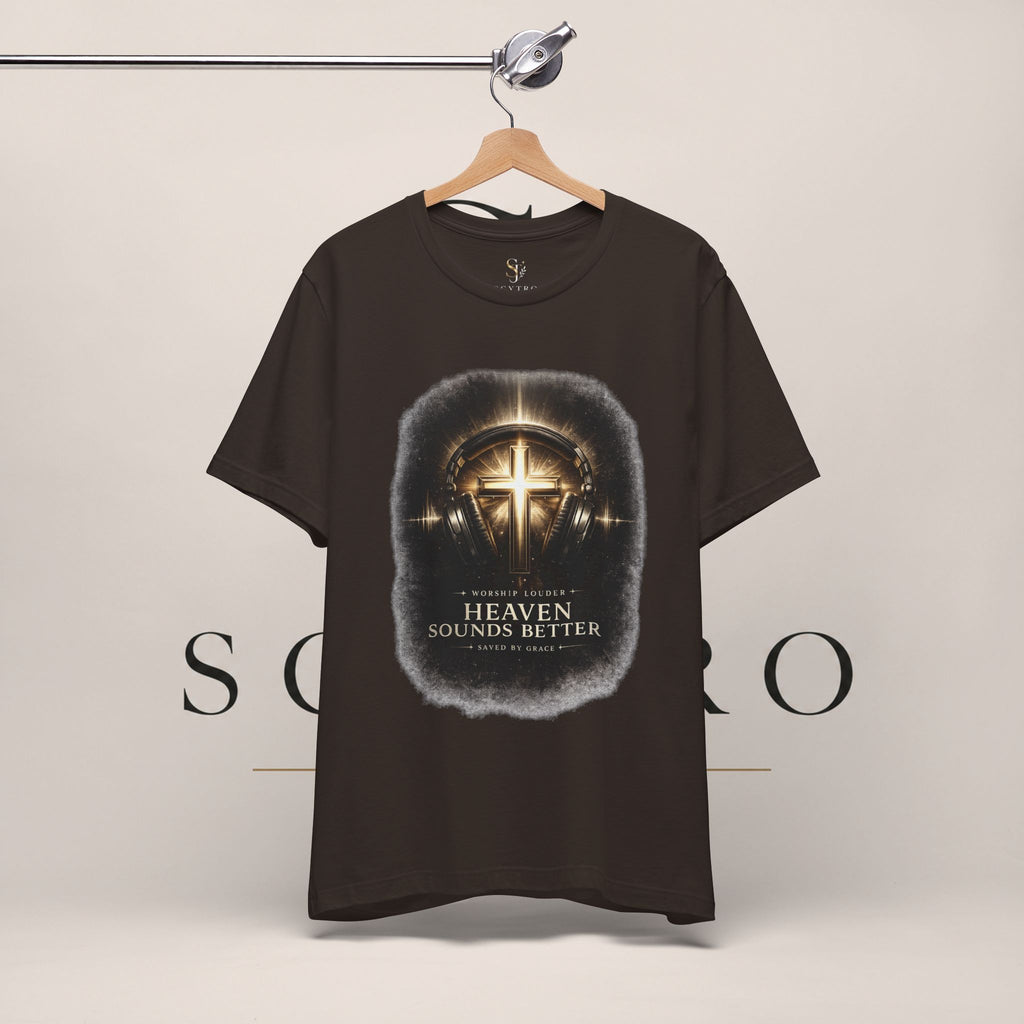 Youth Christian T‑Shirt - "Heaven Sounds Better" Cross Headphones Graphic Tee