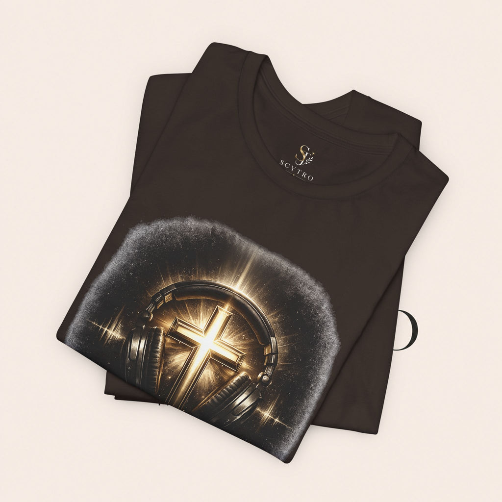 Youth Christian T‑Shirt - "Heaven Sounds Better" Cross Headphones Graphic Tee