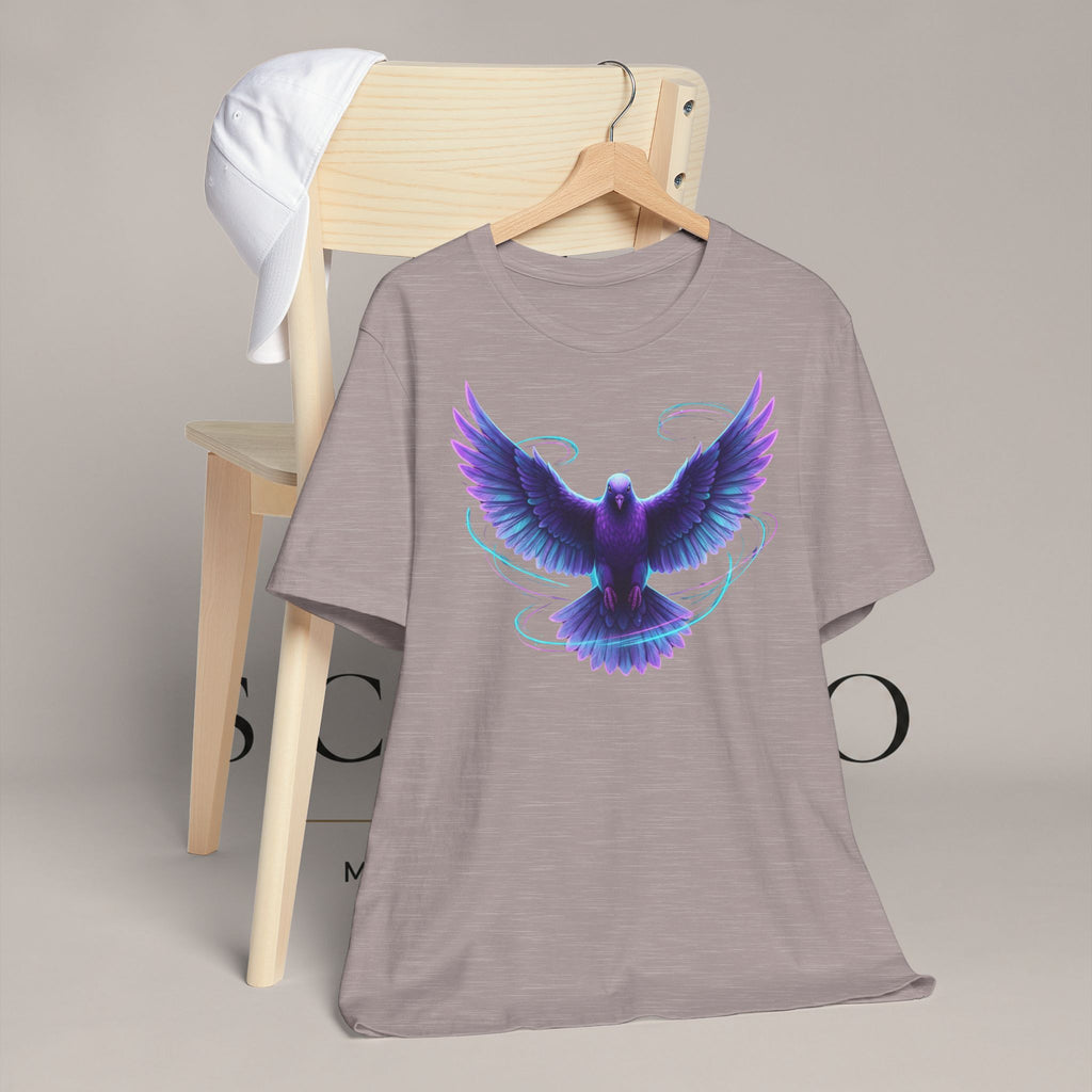 Mystic Raven Tee — Purple Glowing Dove Graphic T-Shirt