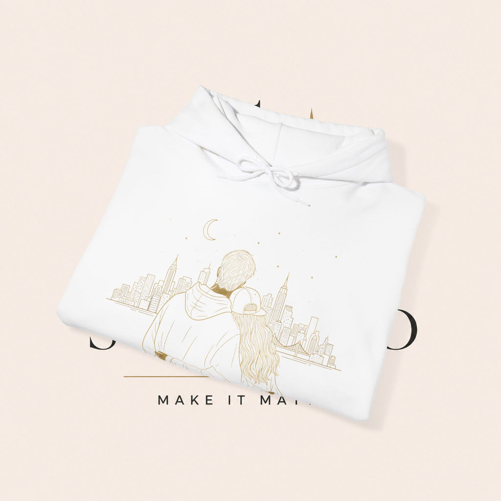 Couple Silhouette Hoodie – Romantic Cityscape 'Together' Pullover