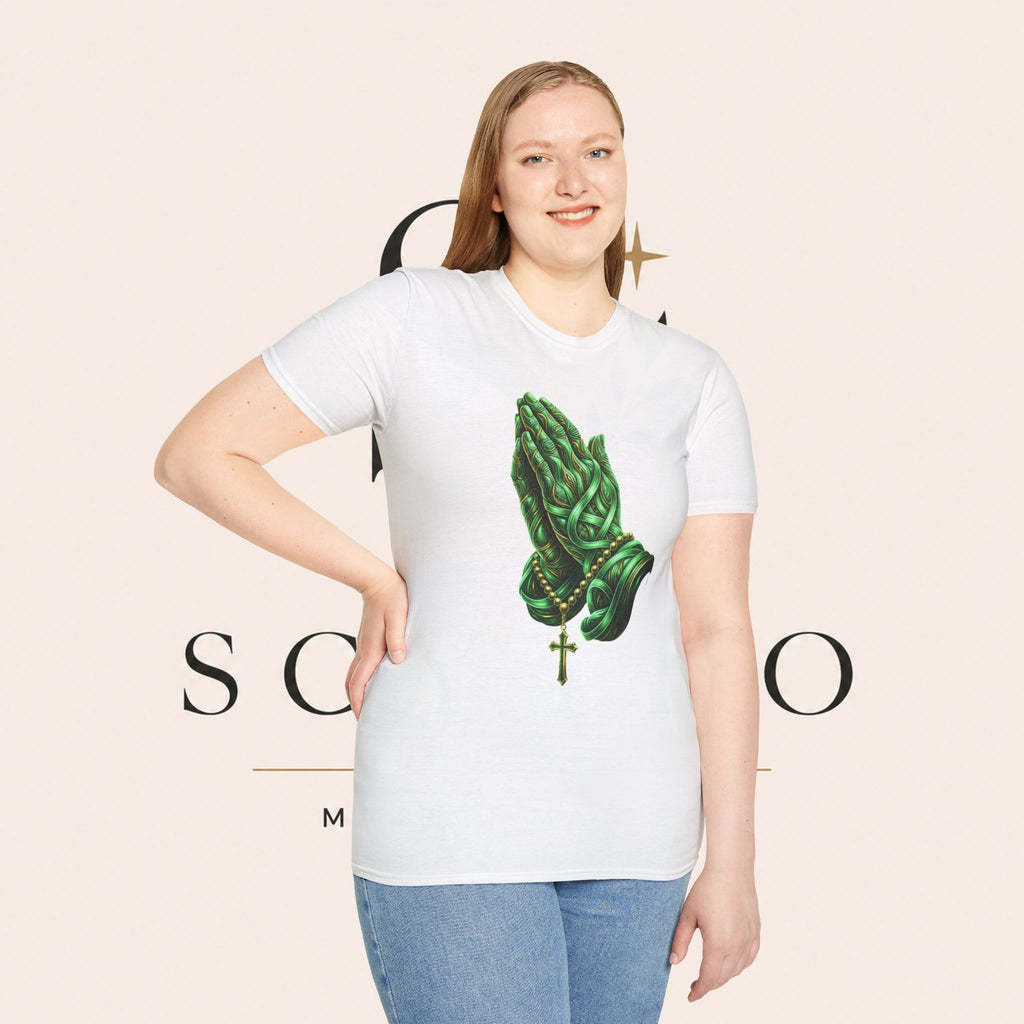 Praying Hands T‑Shirt — Green Vines Prayer Hands Graphic Tee