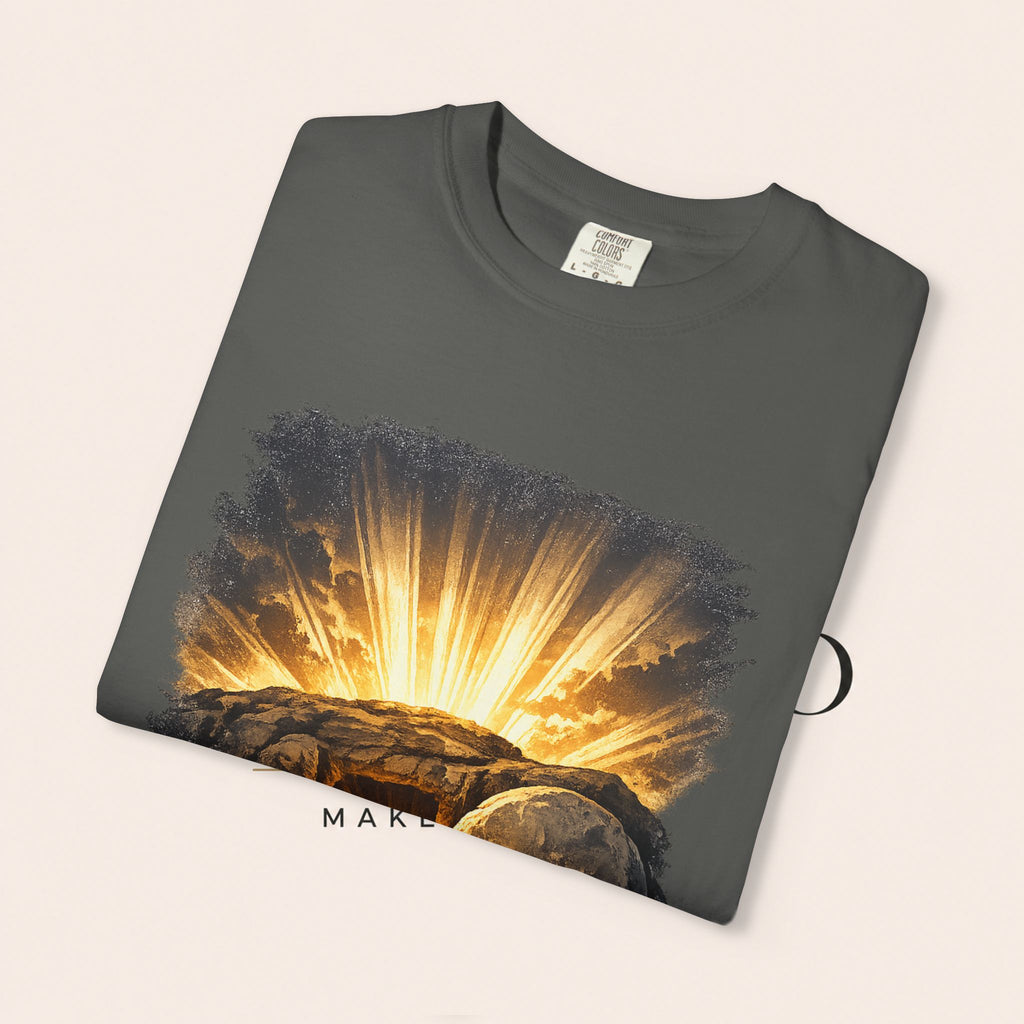 T-Shirt — Sunrise Tomb Graphic ‘death, lost.’ Memorial Tee
