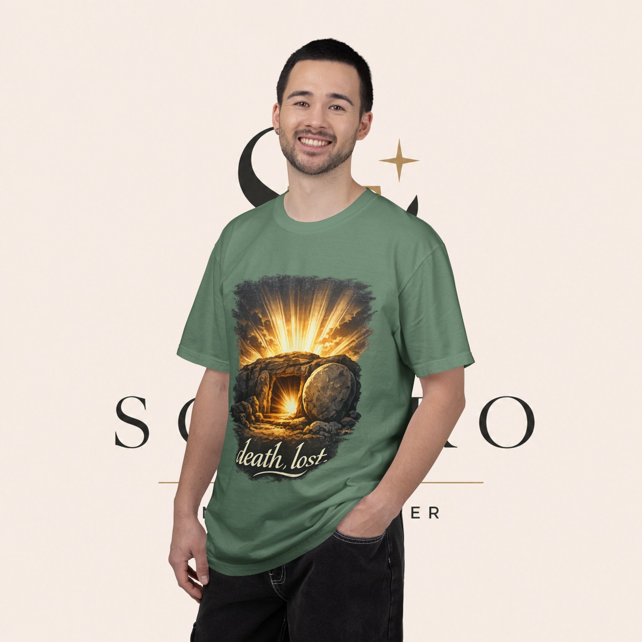 T-Shirt — Sunrise Tomb Graphic ‘death, lost.’ Memorial Tee