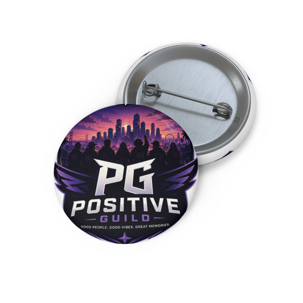Positive Guild Logo Pin Button — PG Enamel Style Round Badge