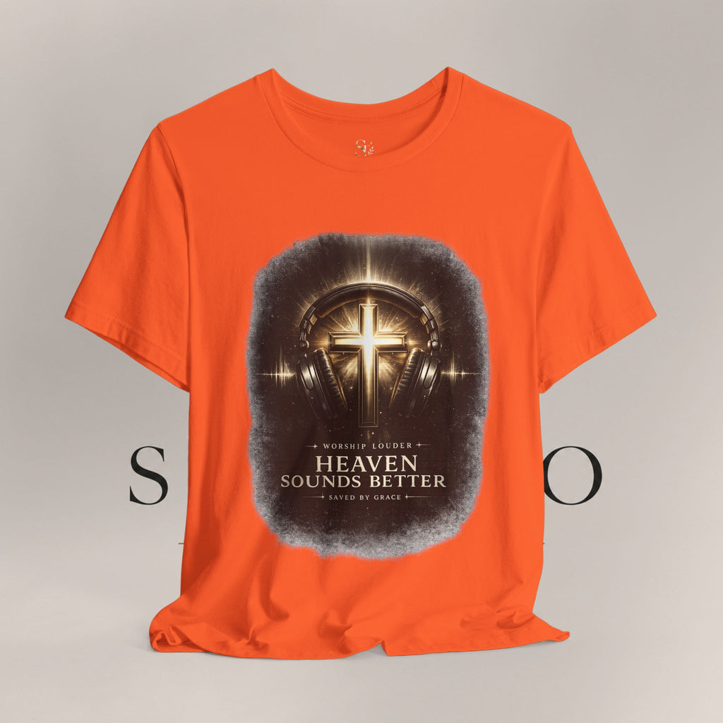 Youth Christian T‑Shirt - "Heaven Sounds Better" Cross Headphones Graphic Tee