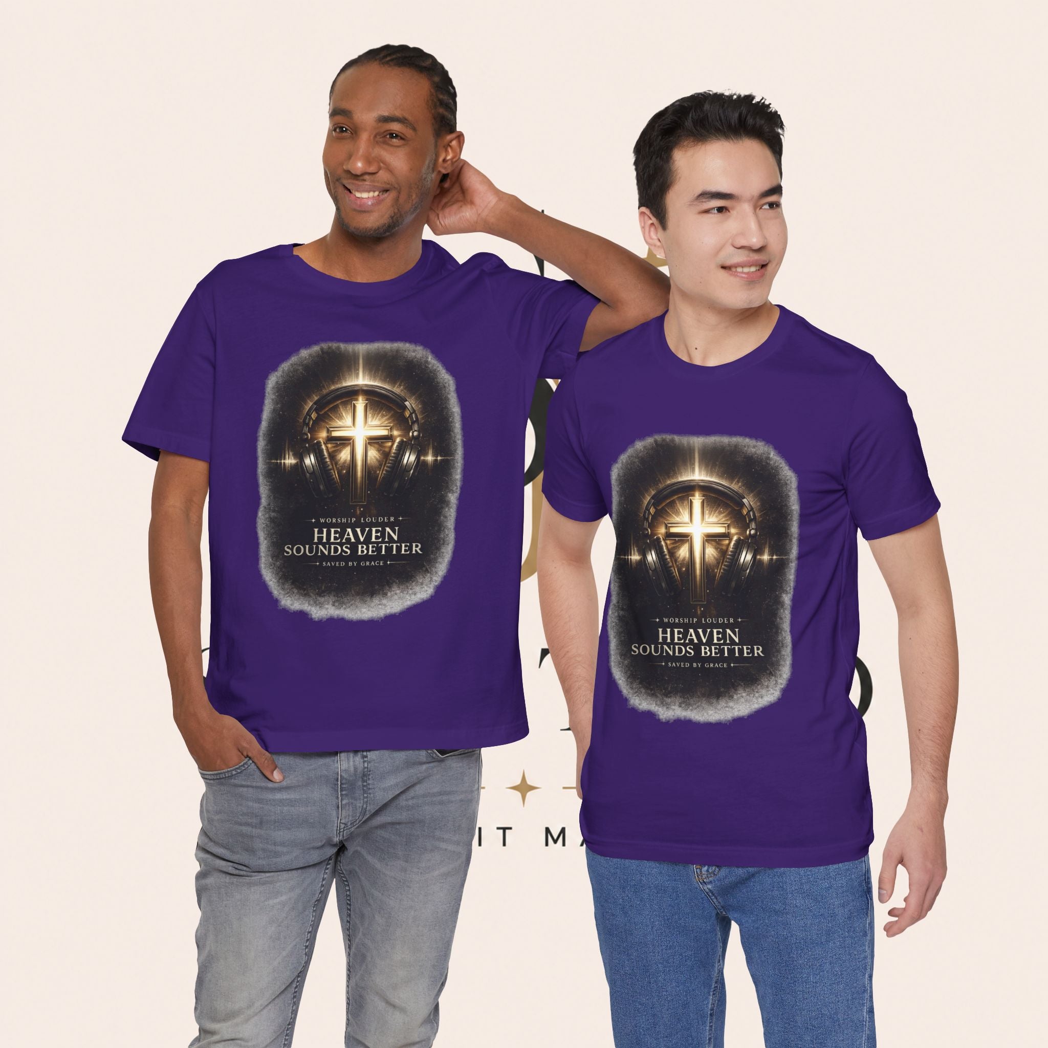 Youth Christian T‑Shirt - "Heaven Sounds Better" Cross Headphones Graphic Tee
