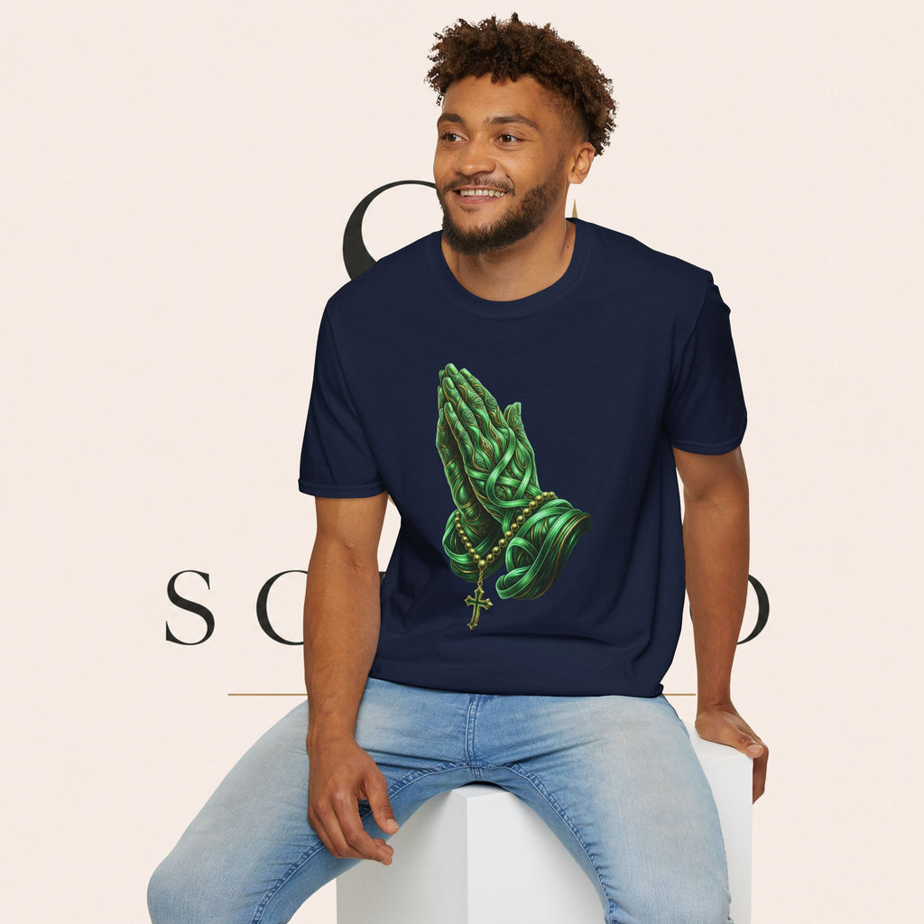Praying Hands T‑Shirt — Green Vines Prayer Hands Graphic Tee
