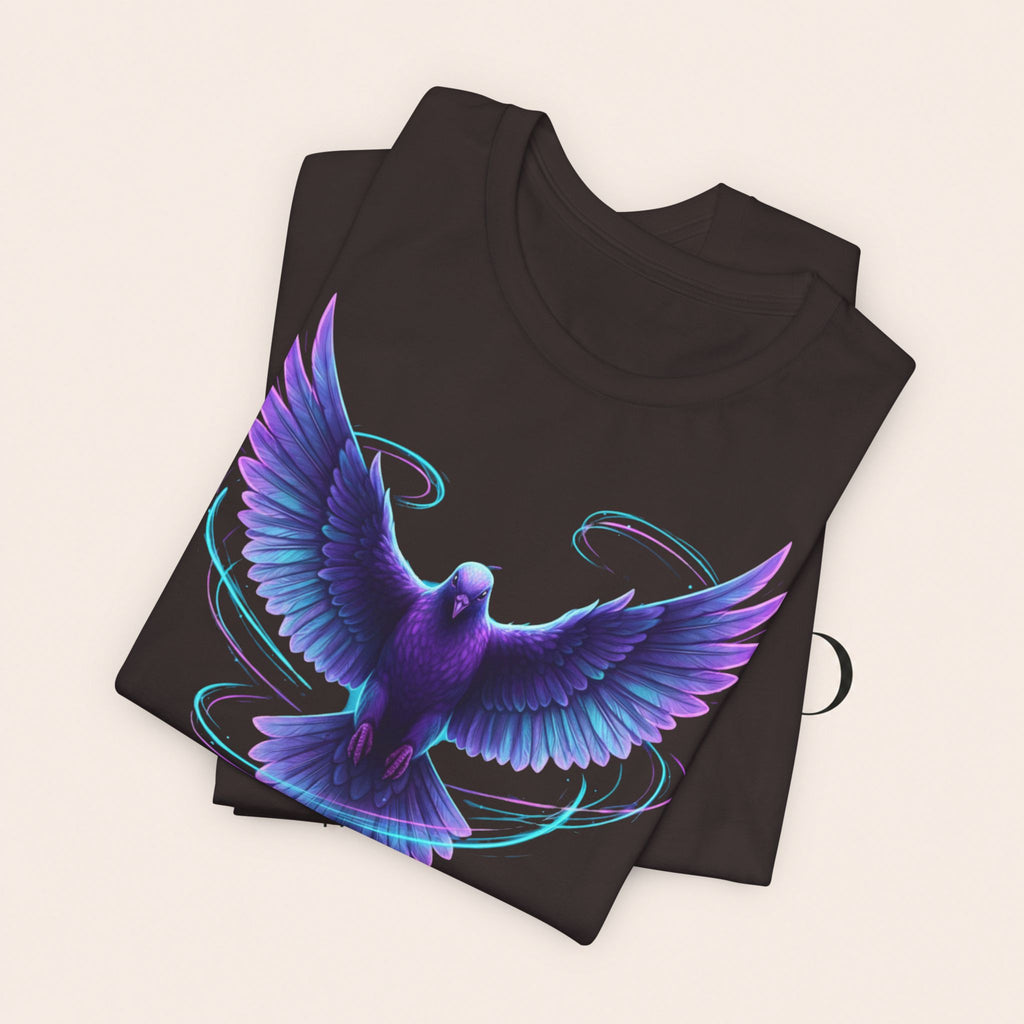 Mystic Raven Tee — Purple Glowing Dove Graphic T-Shirt