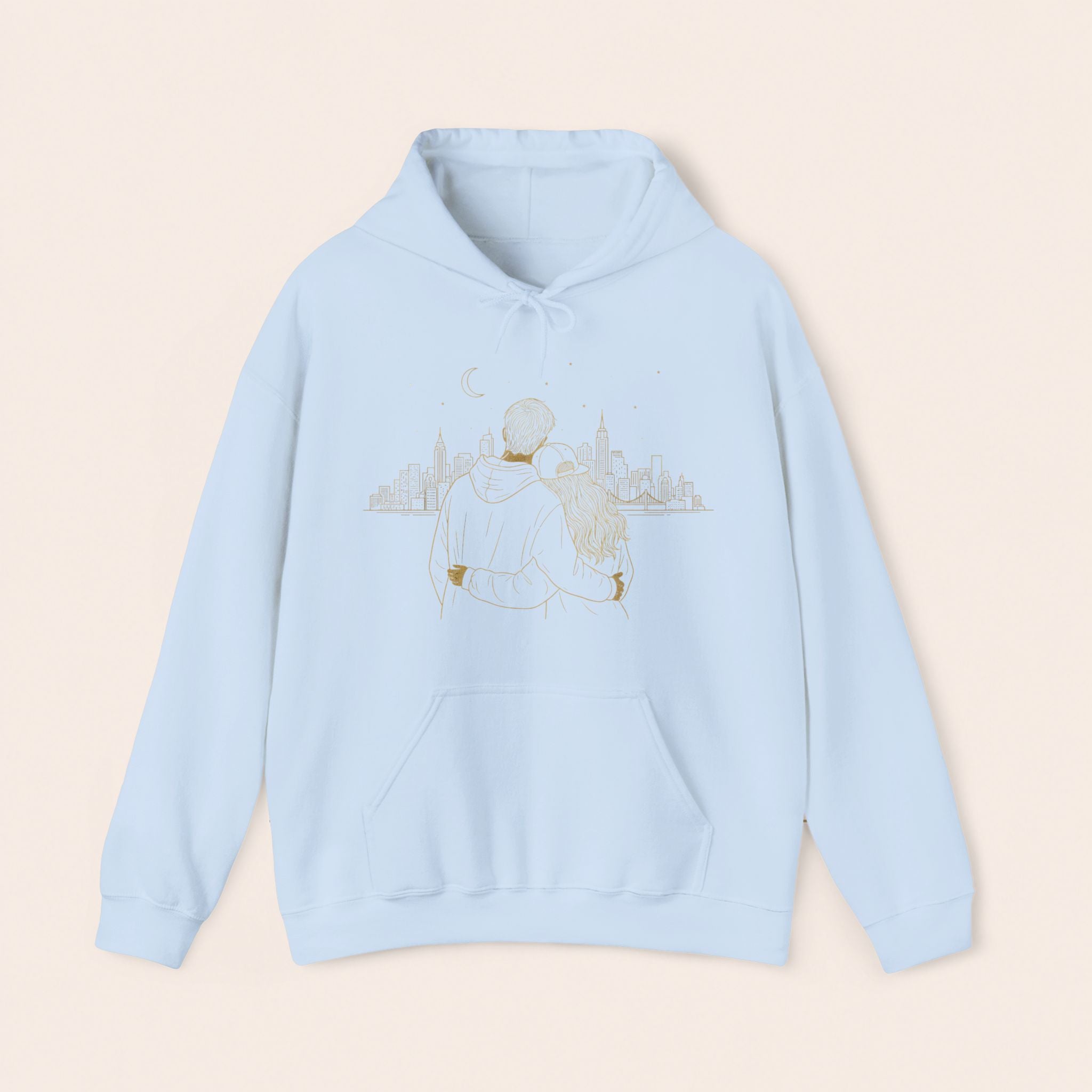 Couple Silhouette Hoodie – Romantic Cityscape 'Together' Pullover