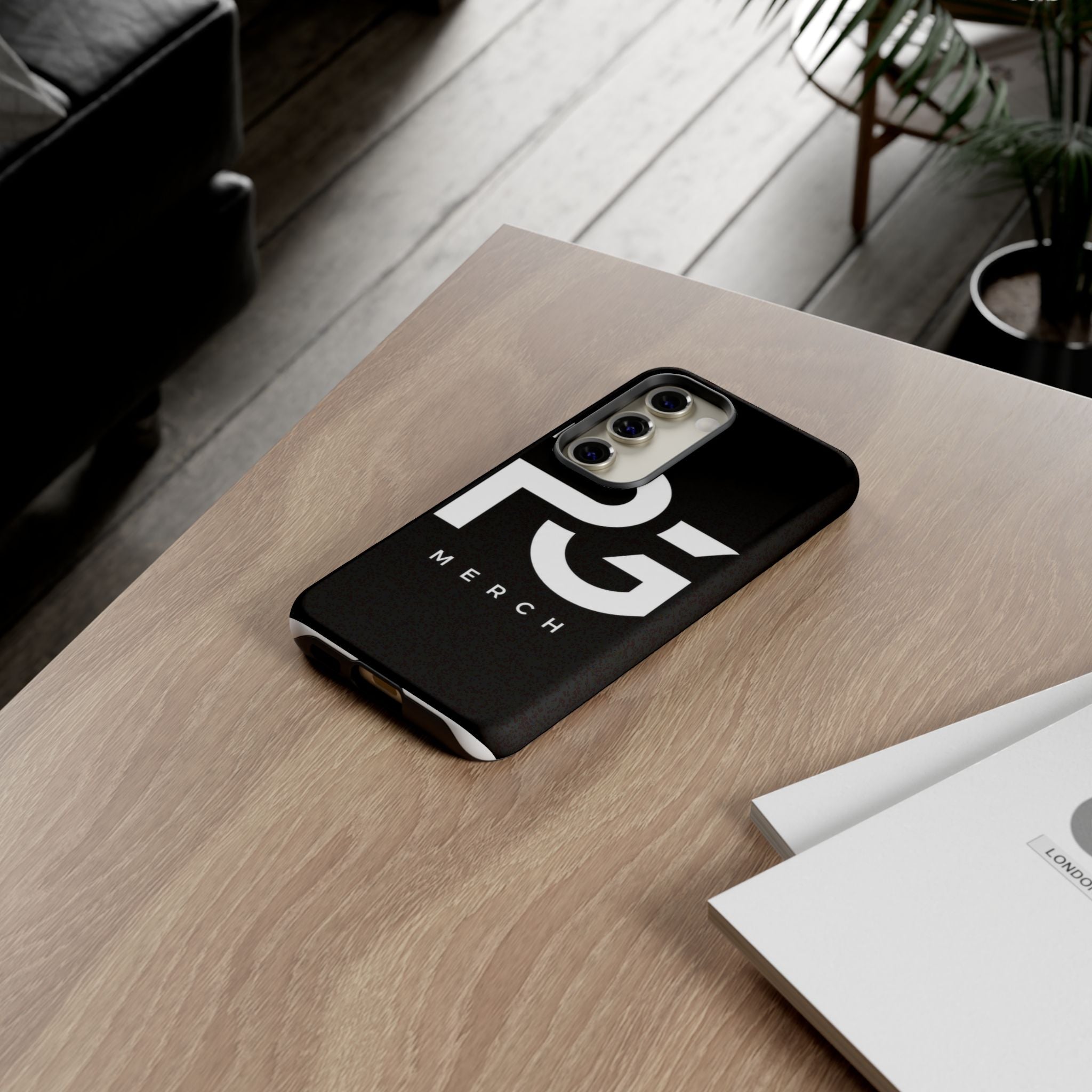 PG CUSTOMIZED RG Merch Tough Phone Case – Black Protective Phone Cover with Bold Logo
