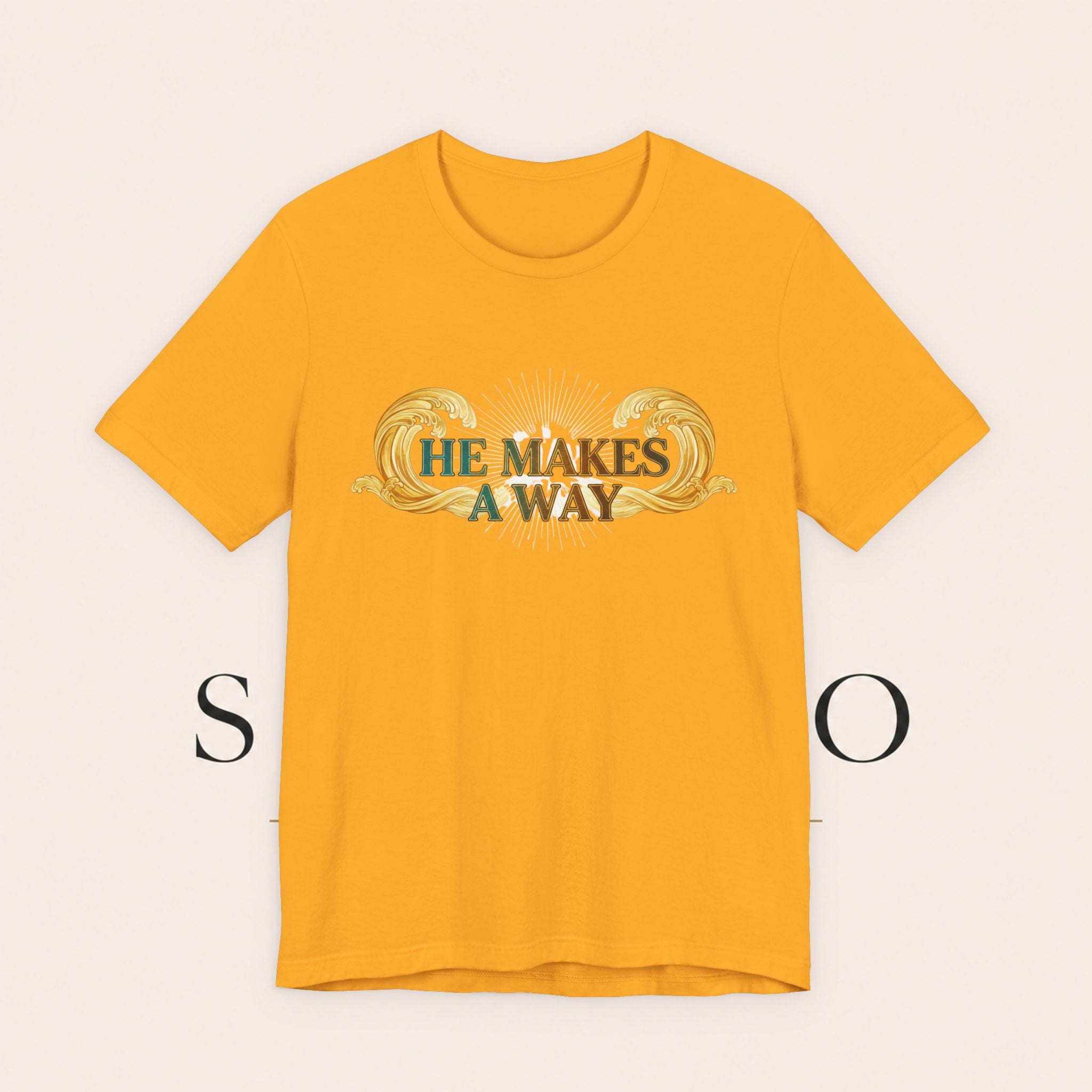 He Makes A Way T-Shirt — Faith Christian Tee with Parting Seas Back Graphic