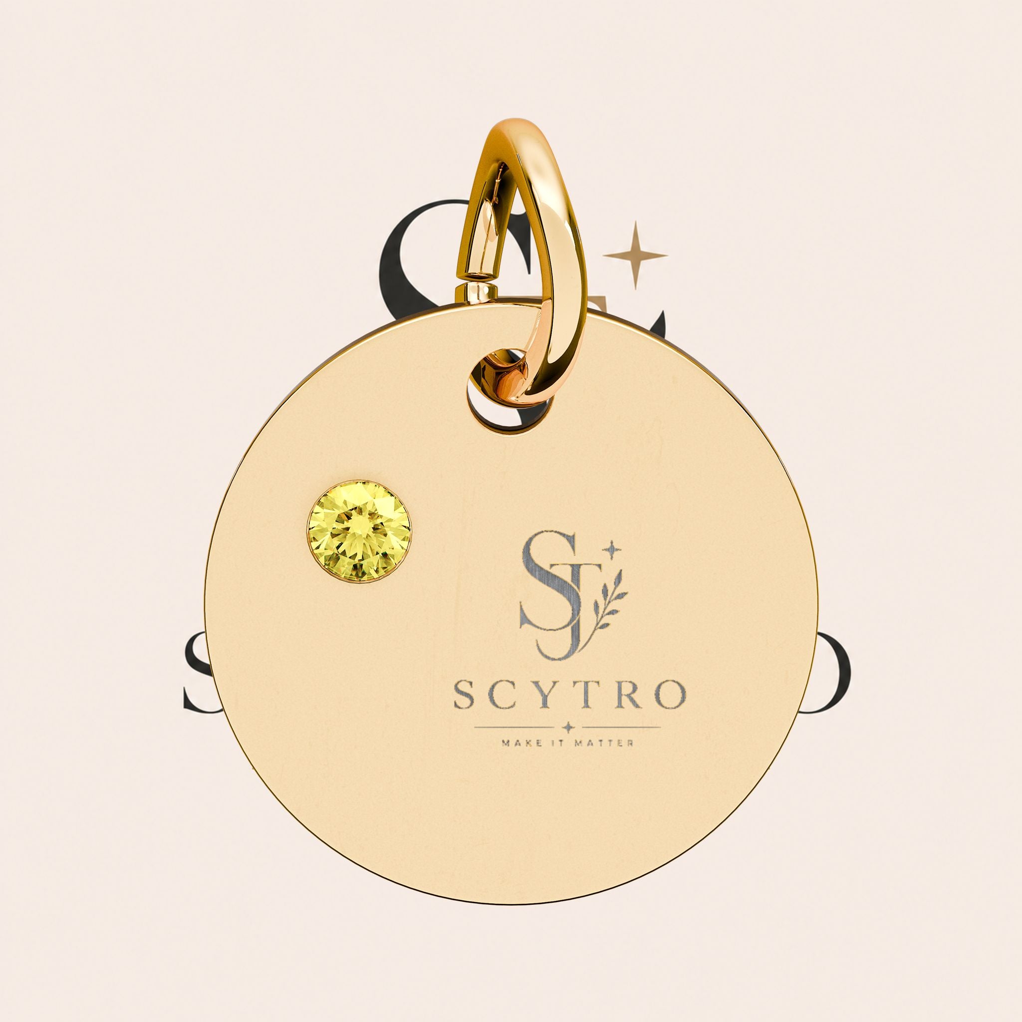 Engravable Birthstone Circle Charm
