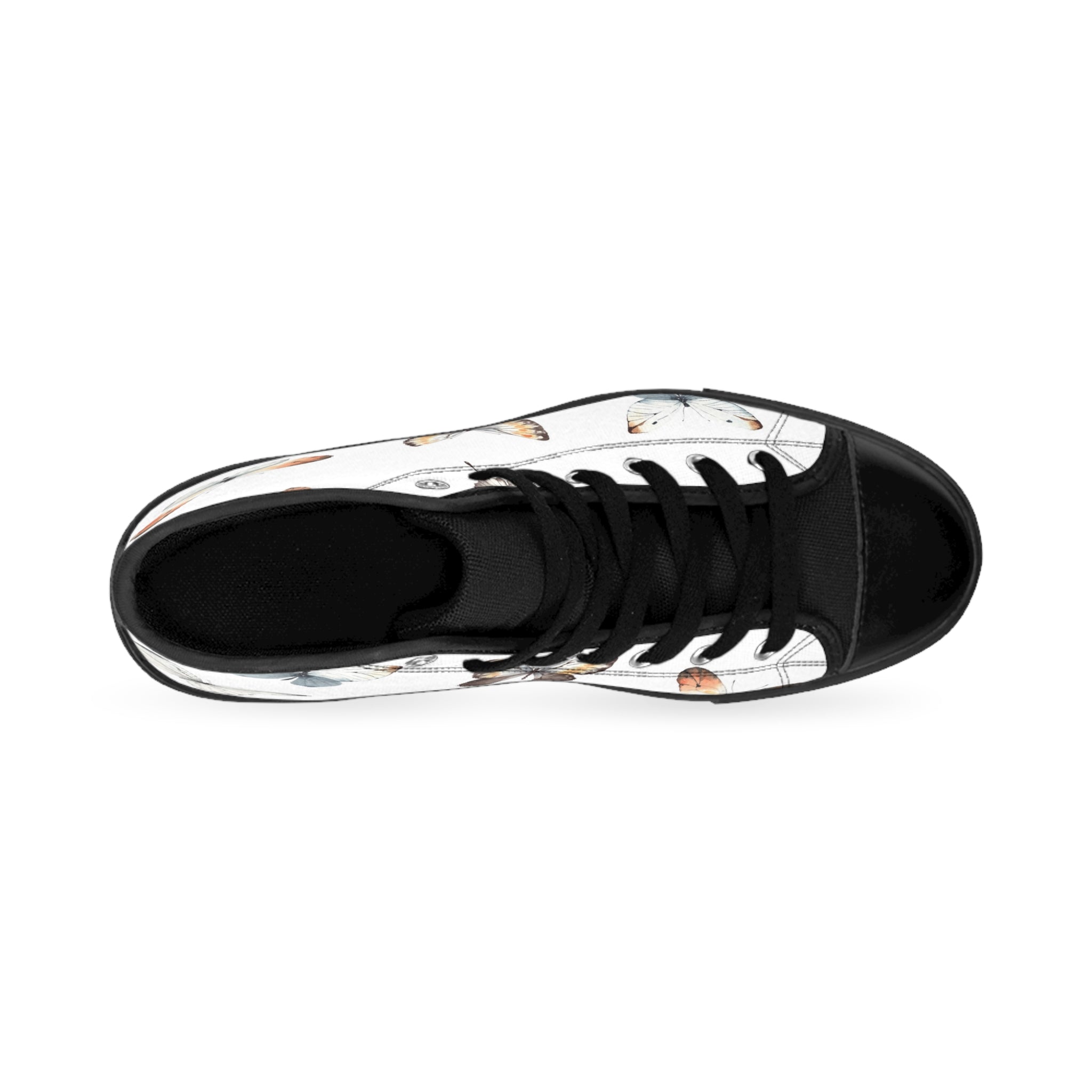 Butterfly Print High-Top Sneakers — Women's Floral Casual Shoes