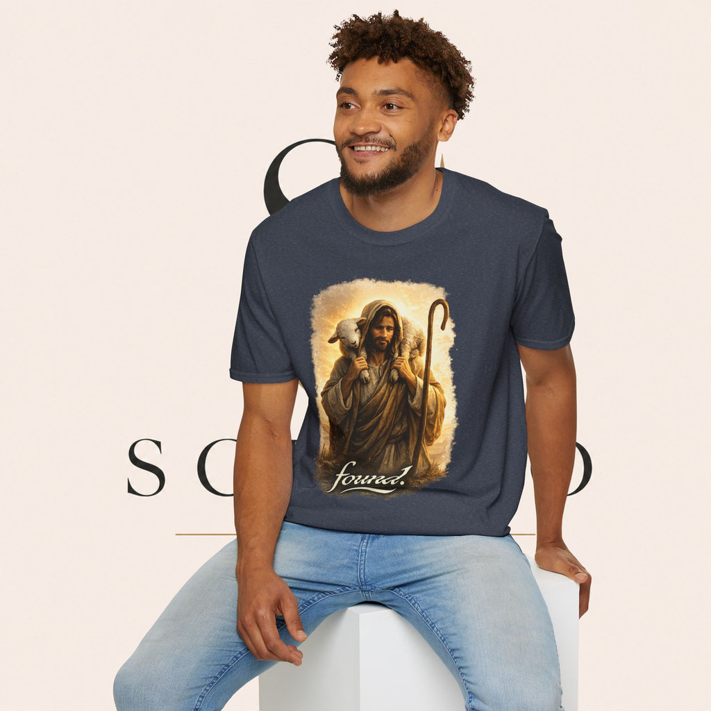 Jesus the Good Shepherd T-Shirt — 'Found.' Christian Faith Tee