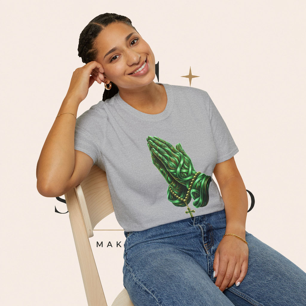 Praying Hands T‑Shirt — Green Vines Prayer Hands Graphic Tee