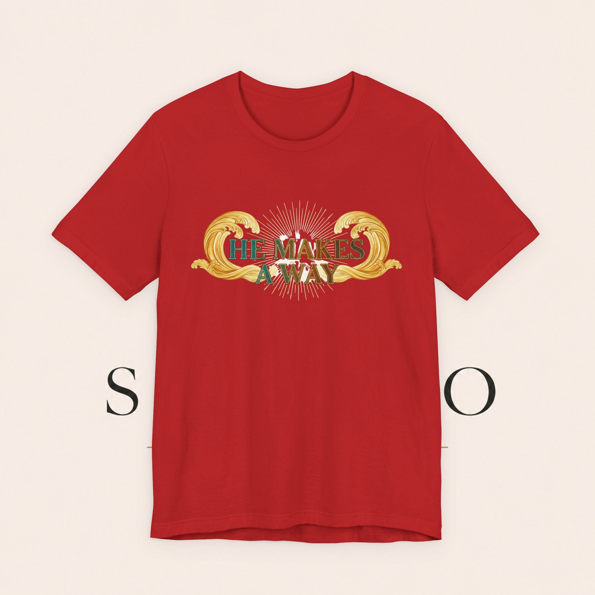 He Makes A Way T-Shirt — Faith Christian Tee with Parting Seas Back Graphic