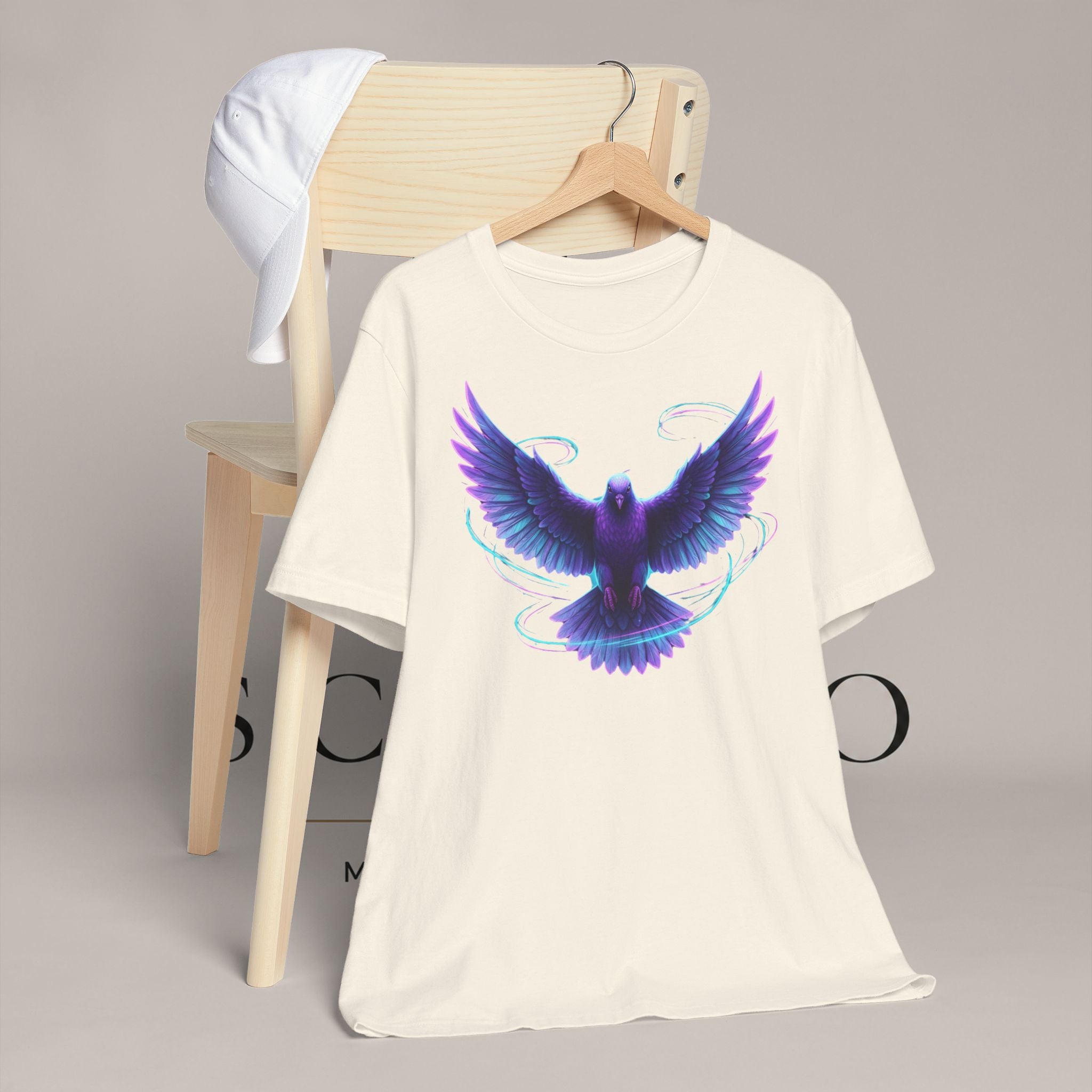 Mystic Raven Tee — Purple Glowing Dove Graphic T-Shirt