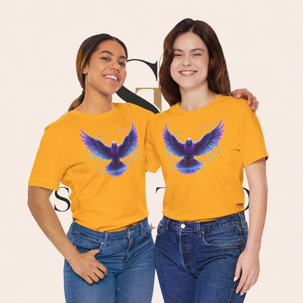 Mystic Raven Tee — Purple Glowing Dove Graphic T-Shirt