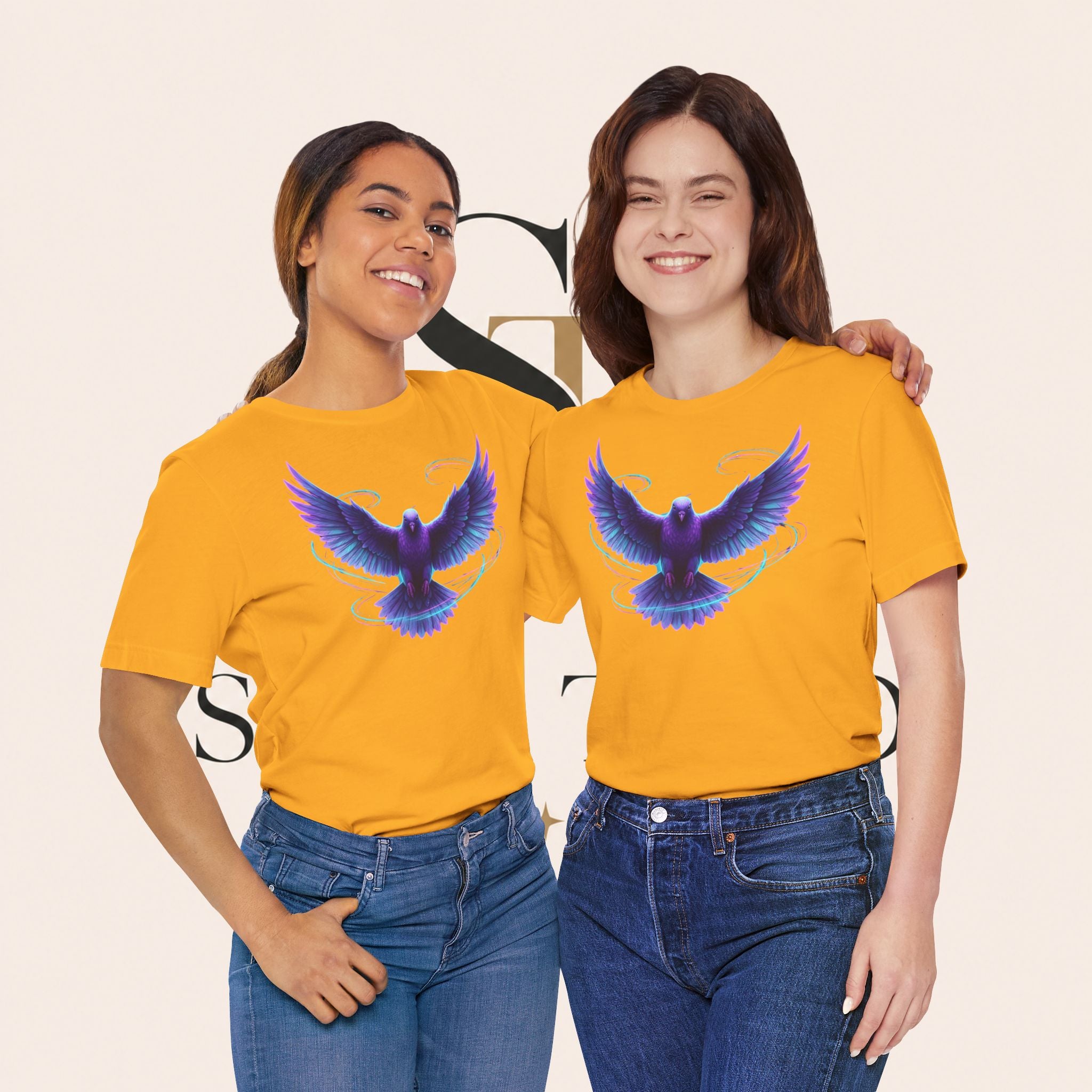 Mystic Raven Tee — Purple Glowing Dove Graphic T-Shirt