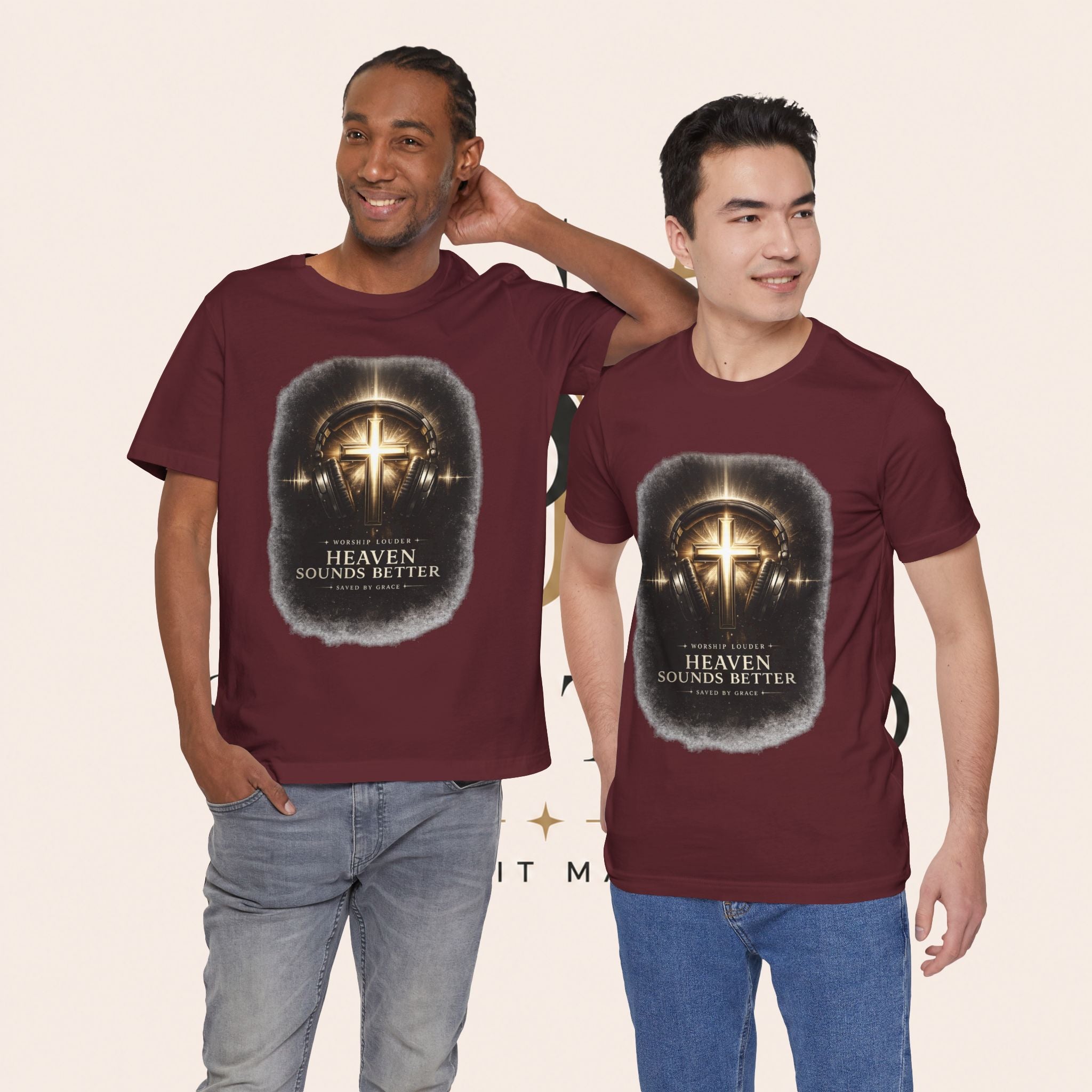 Youth Christian T‑Shirt - "Heaven Sounds Better" Cross Headphones Graphic Tee