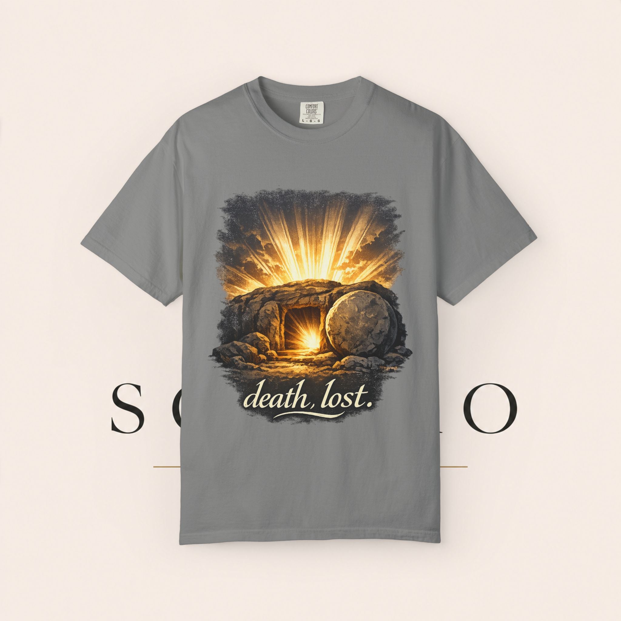 T-Shirt — Sunrise Tomb Graphic ‘death, lost.’ Memorial Tee