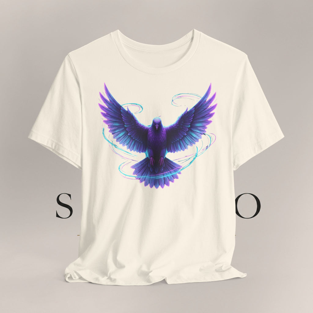 Mystic Raven Tee — Purple Glowing Dove Graphic T-Shirt