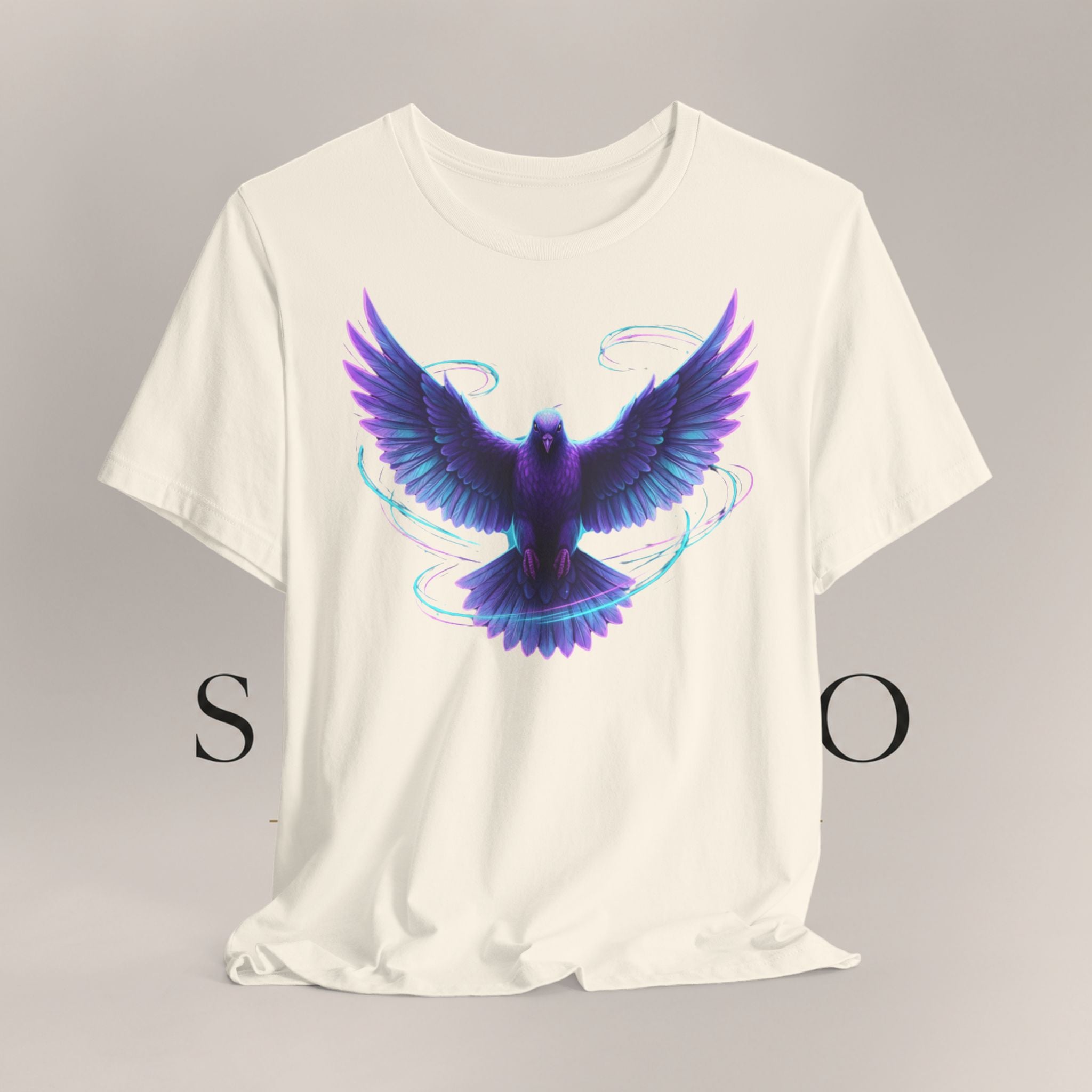 Mystic Raven Tee — Purple Glowing Dove Graphic T-Shirt