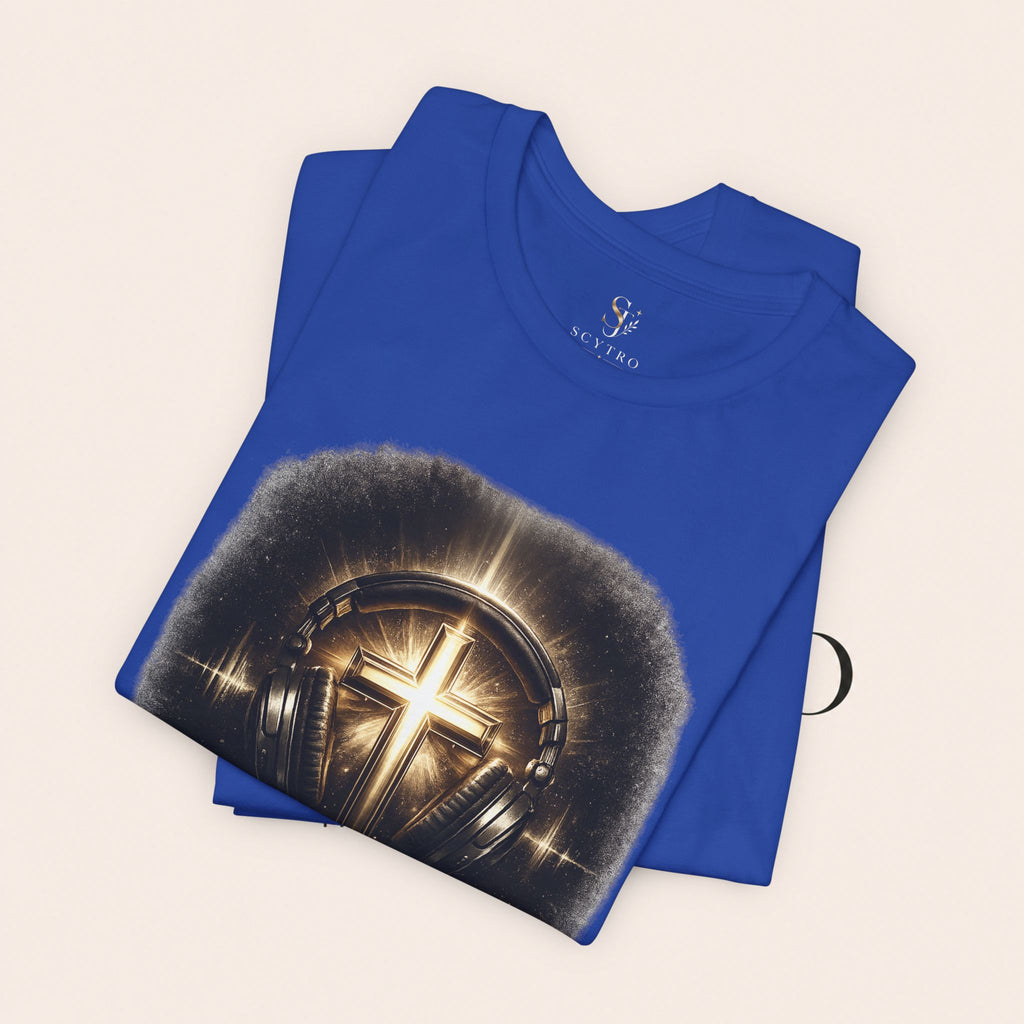 Youth Christian T‑Shirt - "Heaven Sounds Better" Cross Headphones Graphic Tee