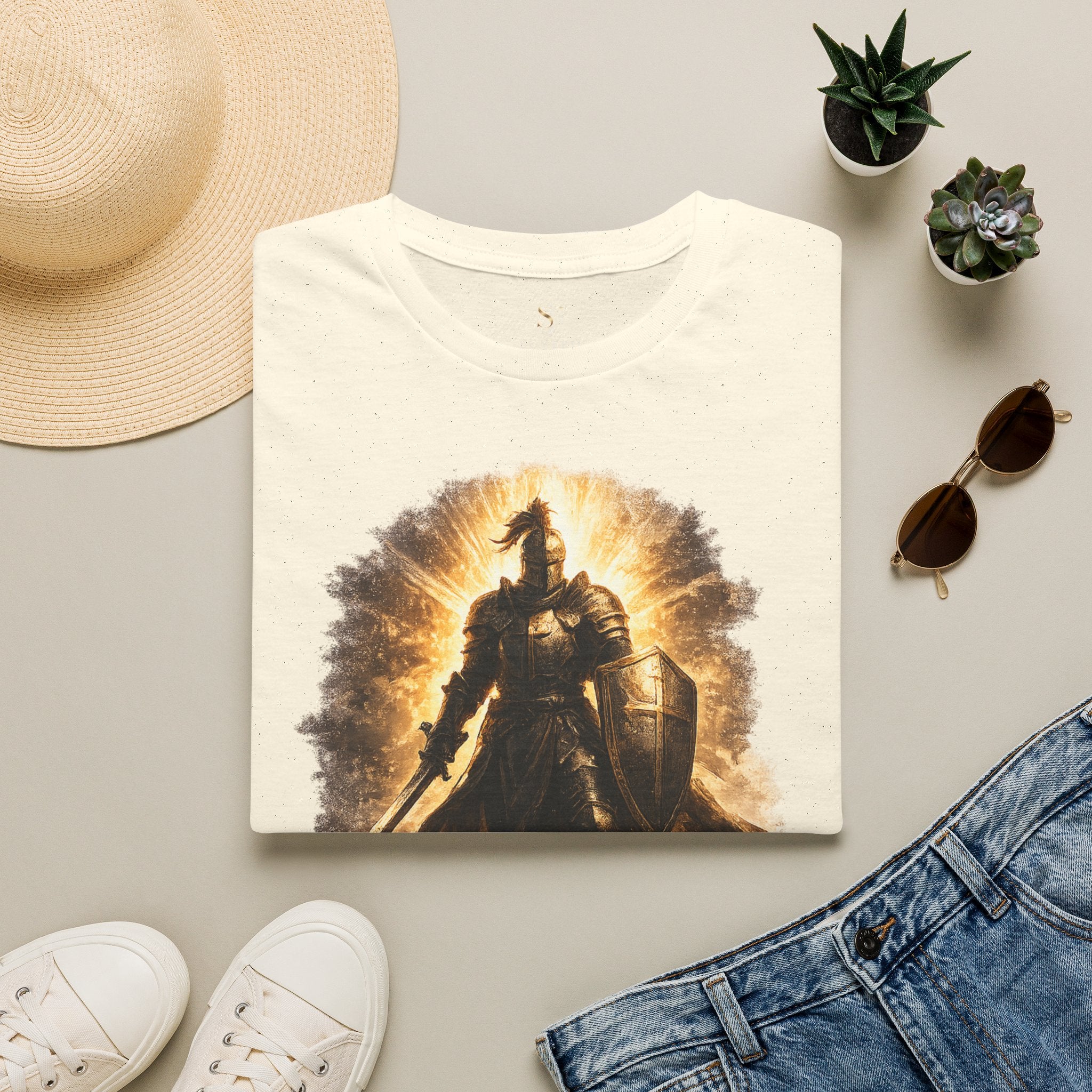 Knight Graphic T-Shirt — 'Fully Equipped' Medieval Armor Gamer Tee