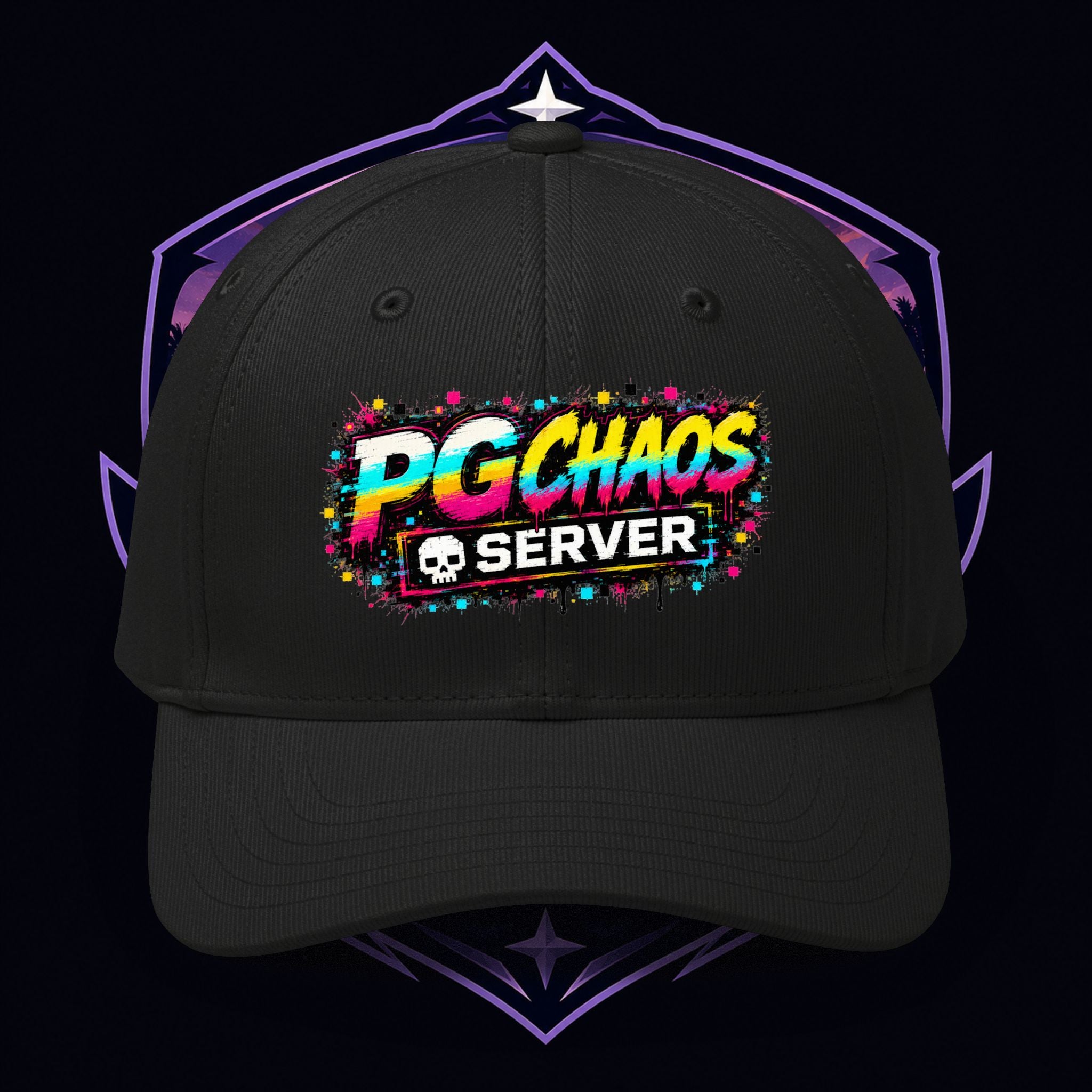 PG Chaos Server Baseball Adidas Cap — Retro Graffiti Gaming Hat
