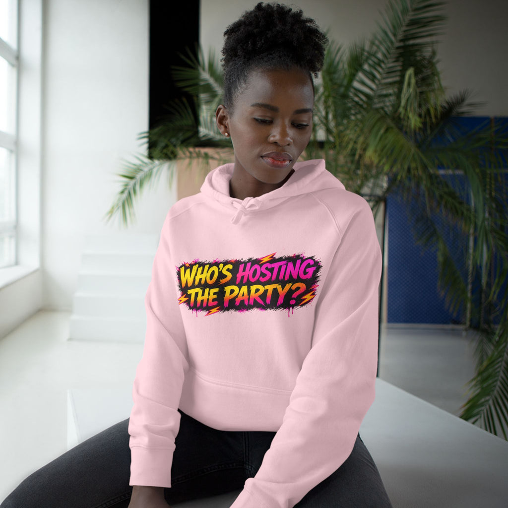 PG SUZY Party Graphic Hoodie — "Who's Hosting the Party?" Retro Concert Pullover