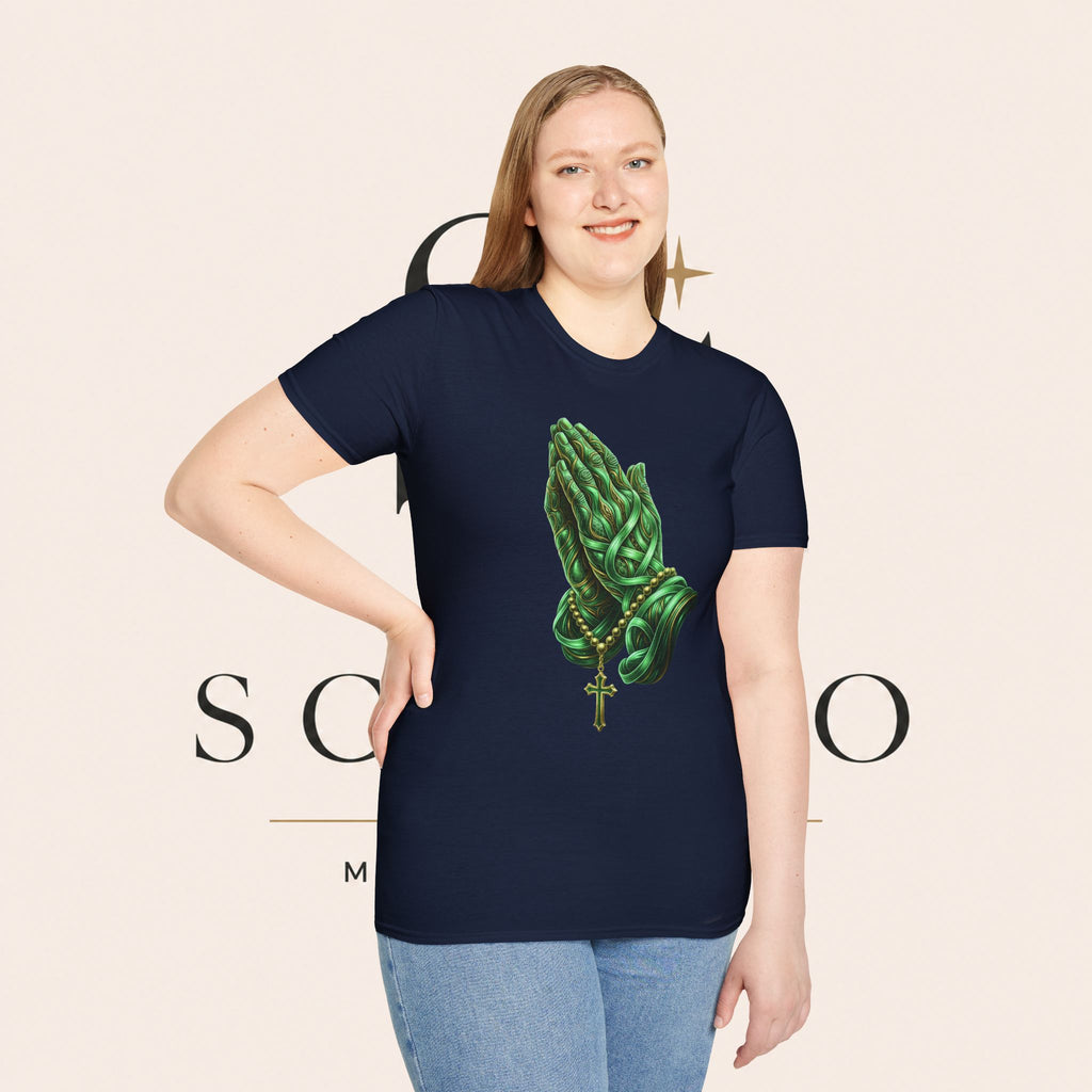 Praying Hands T‑Shirt — Green Vines Prayer Hands Graphic Tee