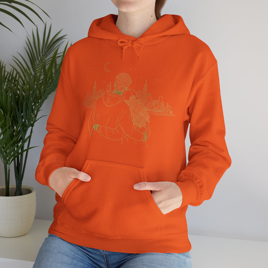 Couple Silhouette Hoodie – Romantic Cityscape 'Together' Pullover