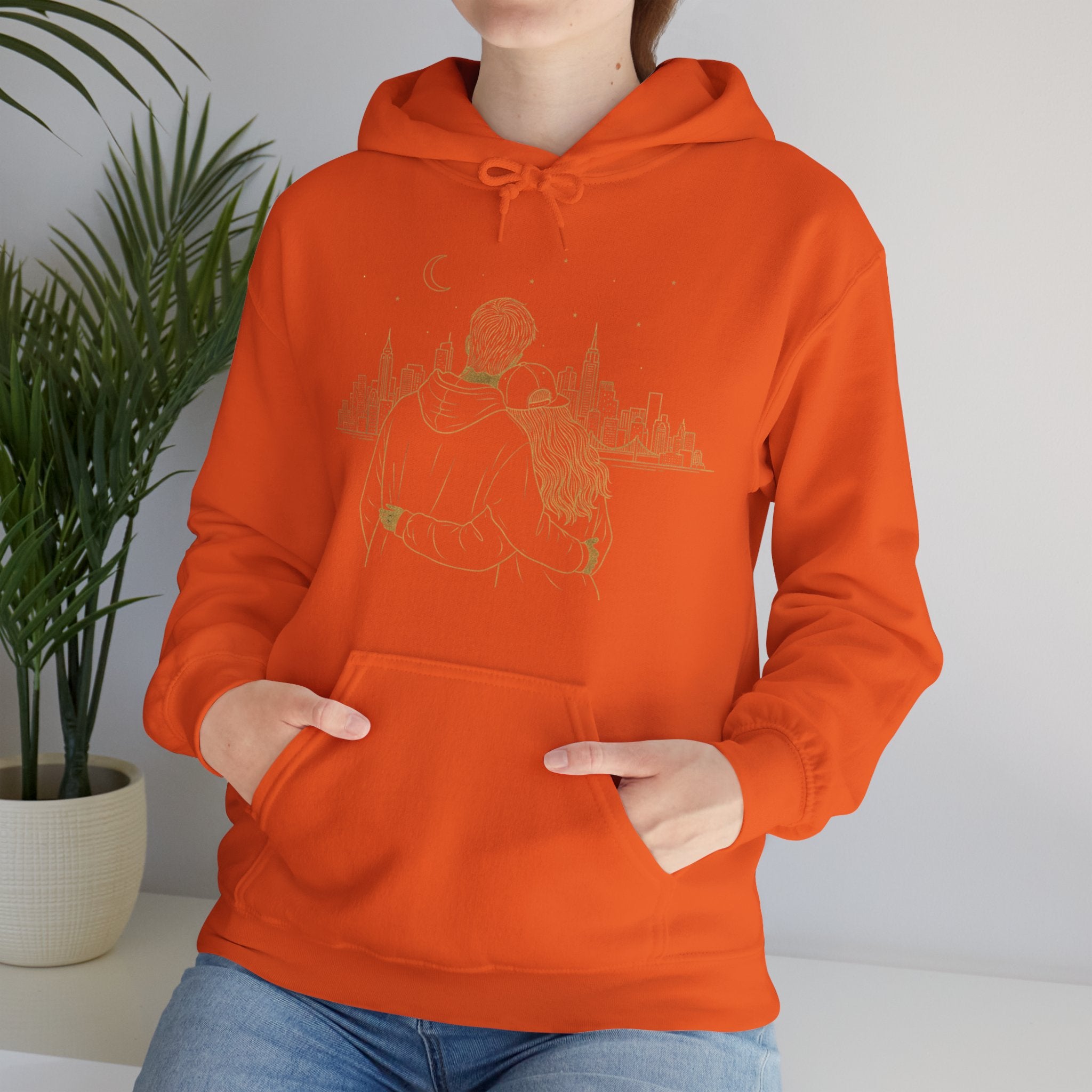 Couple Silhouette Hoodie – Romantic Cityscape 'Together' Pullover