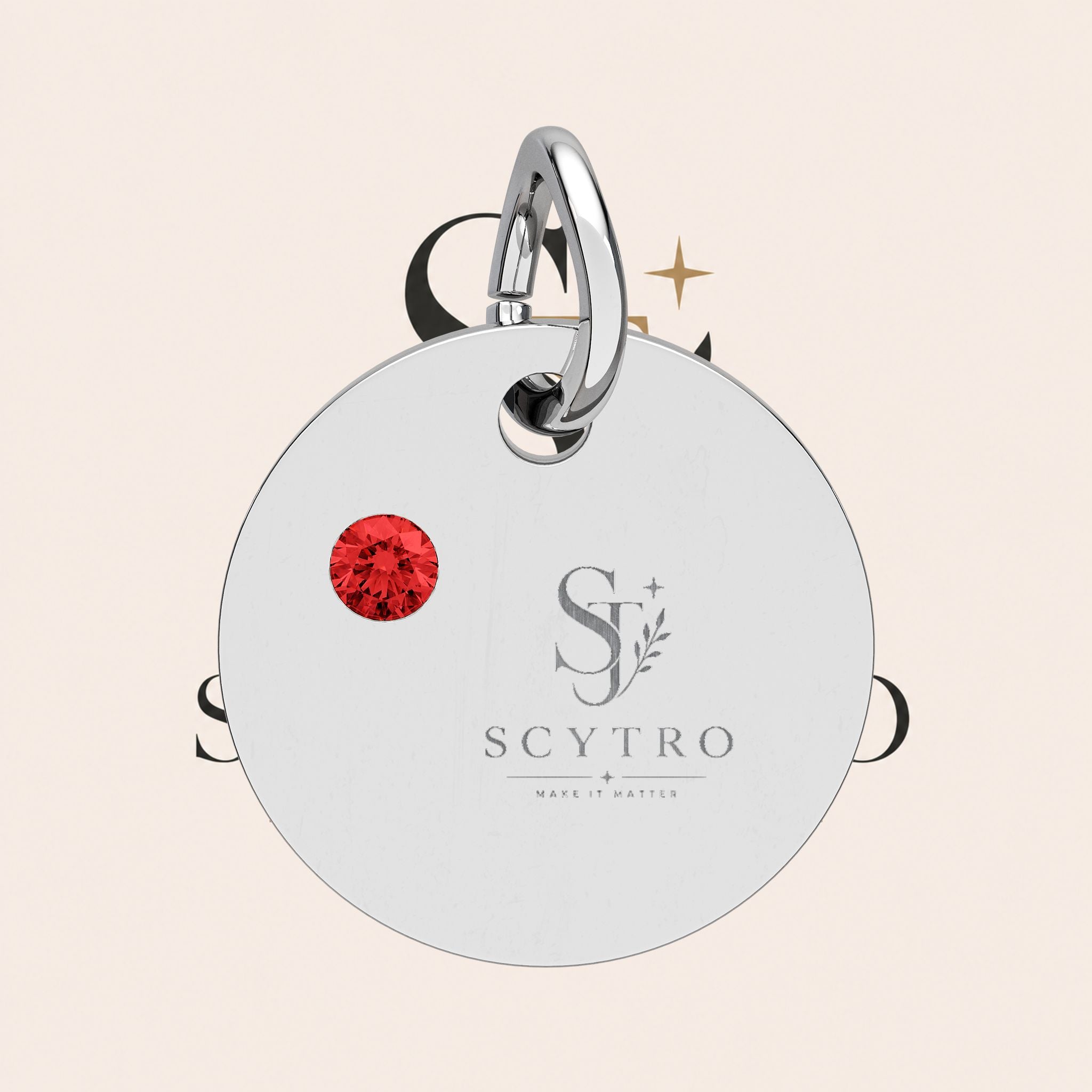 Engravable Birthstone Circle Charm