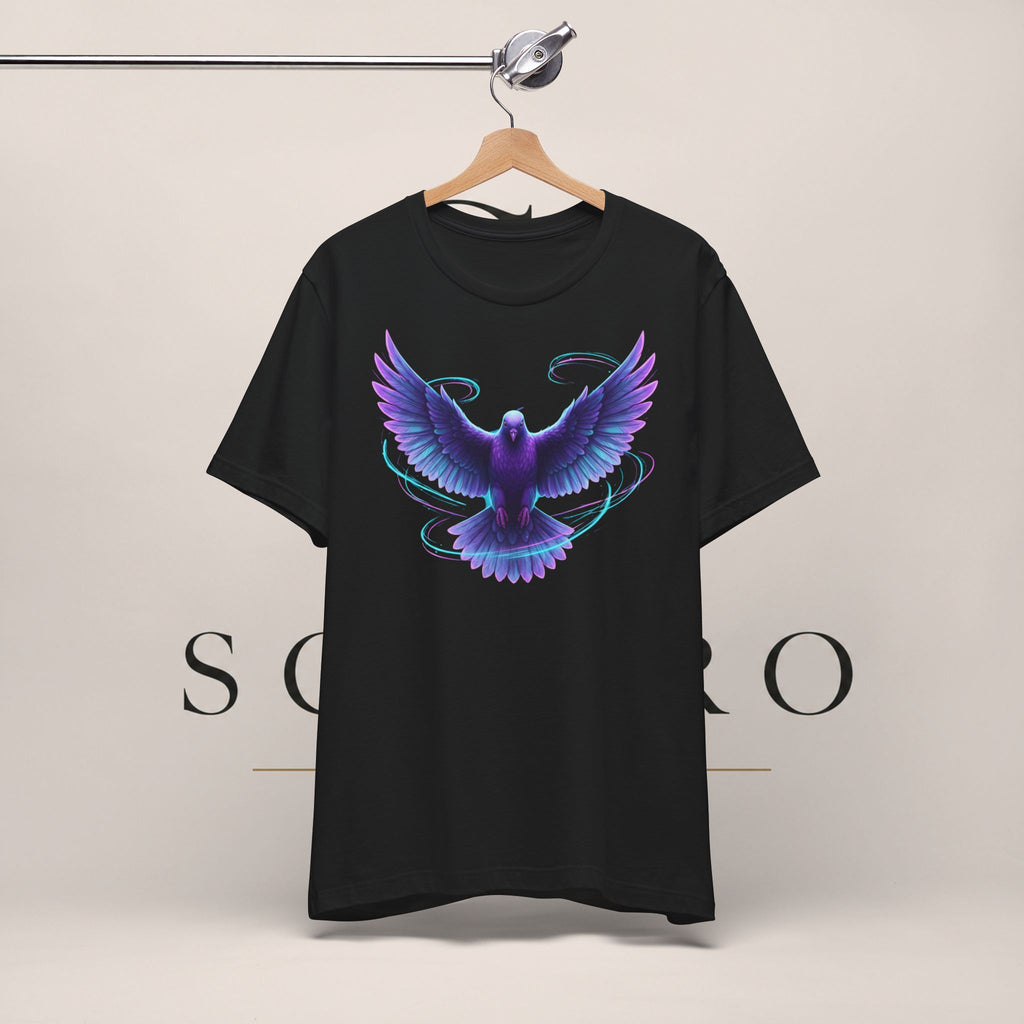Mystic Raven Tee — Purple Glowing Dove Graphic T-Shirt