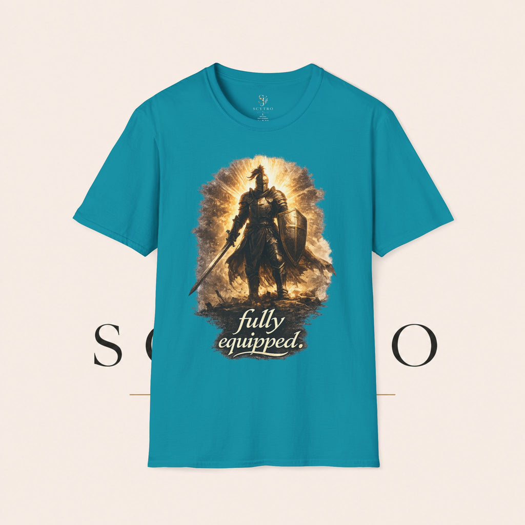 Knight Graphic T-Shirt — 'Fully Equipped' Medieval Armor Gamer Tee